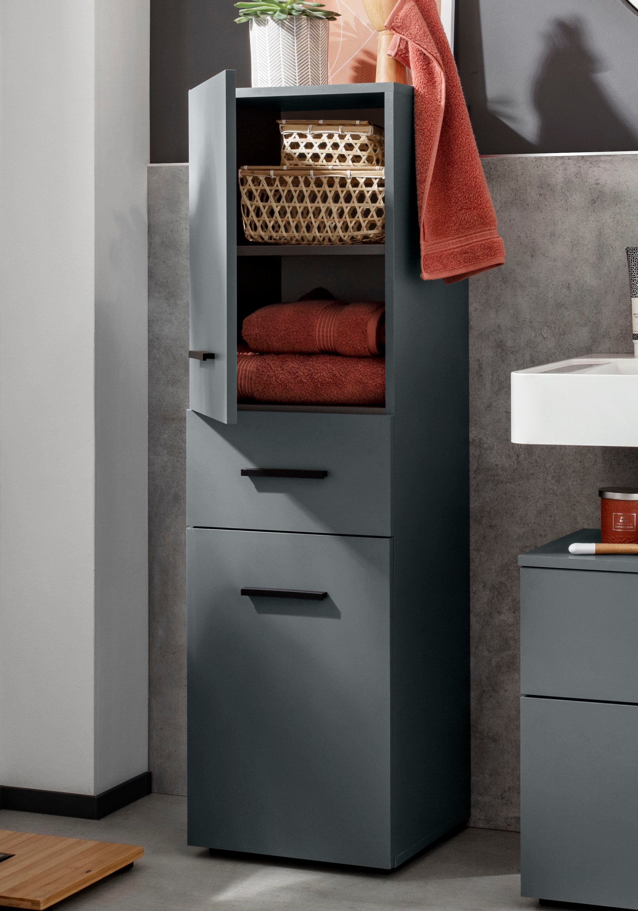 INOSIGN Halfhoge kast Skara verstelbare planken achter elke deur, breedte 38 cm, hoogte 130 cm