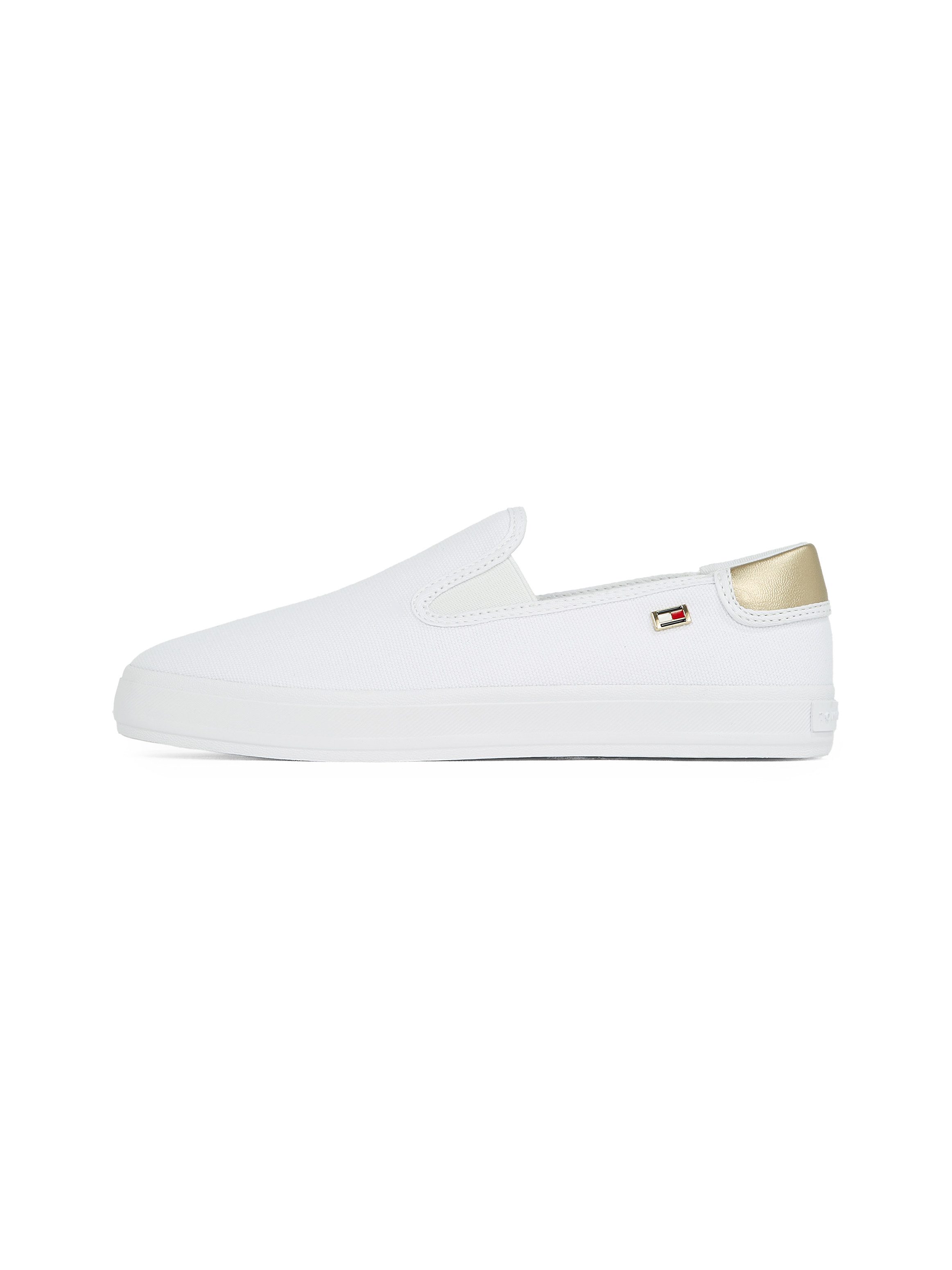Tommy Hilfiger Slip-on sneakers VULC CANVAS SLIP-ON SNEAKER , plateau, vrijetijdsschoen, halfschoen met contrastafwerking, smalle vorm