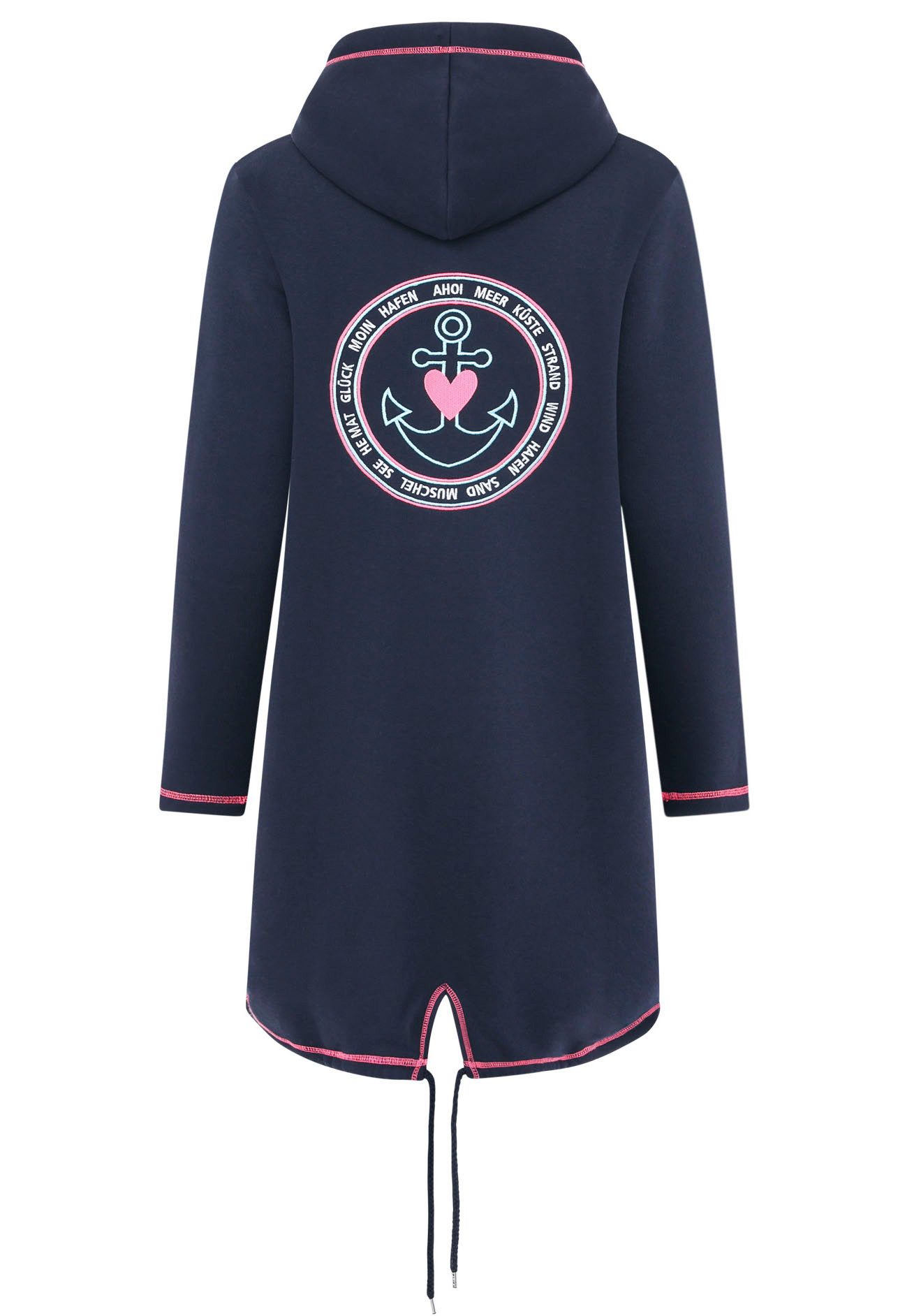 Zwillingsherz Capuchonsweatvest met capuchon, rugprint en kleinere frontprints