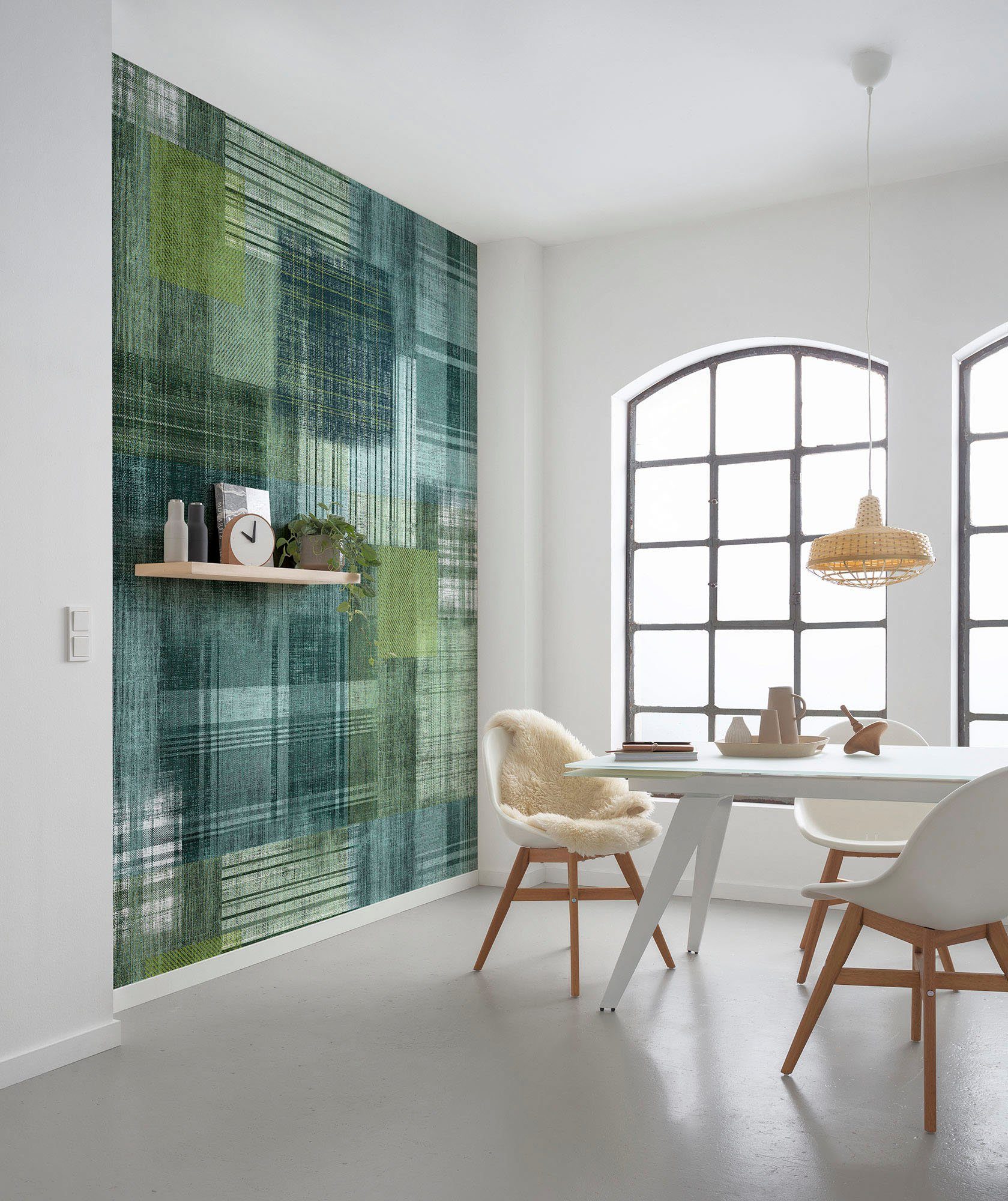 Komar Vliesbehang Digitale print vlies - Patchy Plaid - Afmeting 200 x 250 cm (1 stuk)