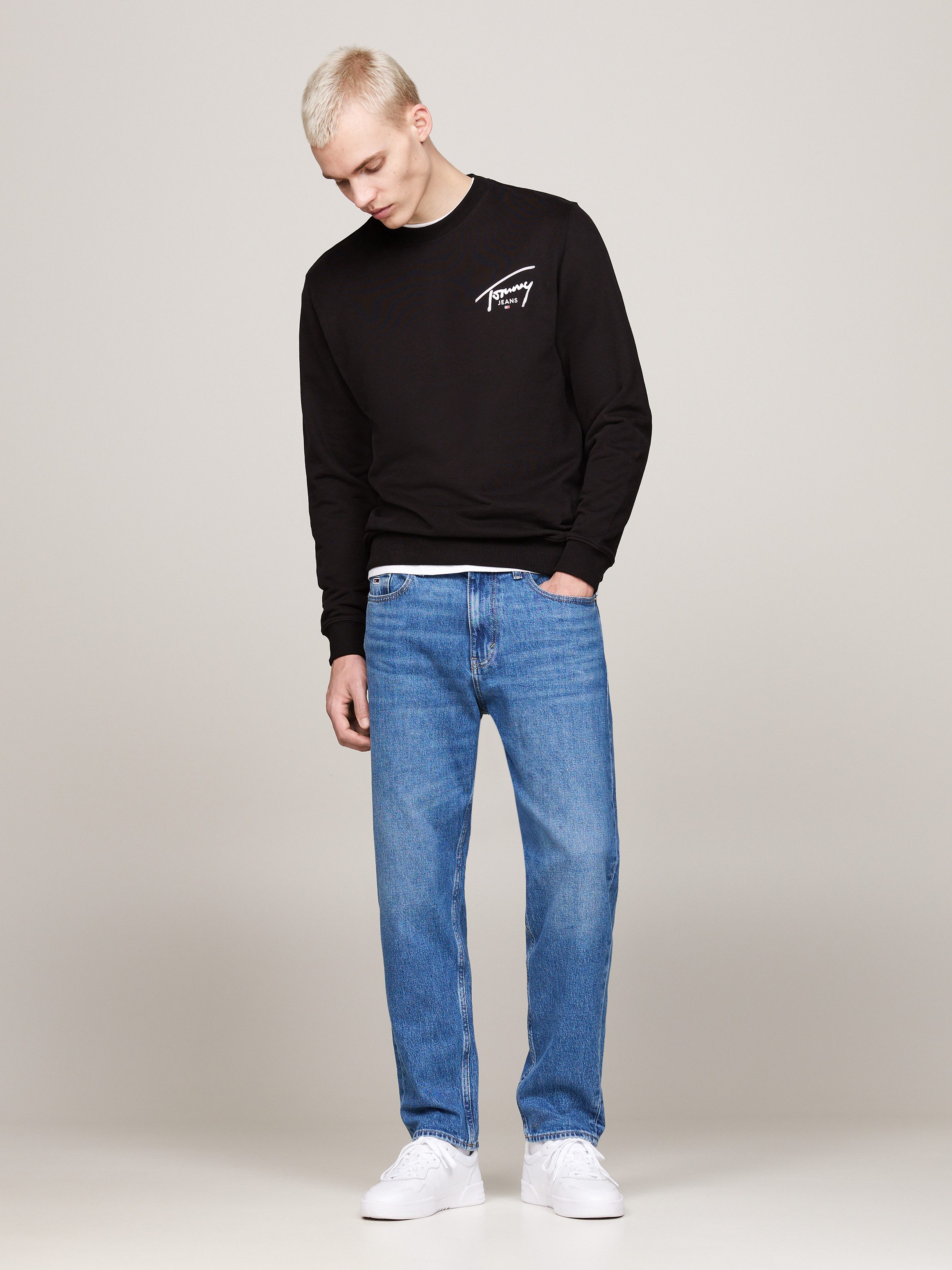 Tommy Jeans Plus Sweater TJM REG ENTRY GRAPHIC CREW EXT Grote maten met logo-inscriptie