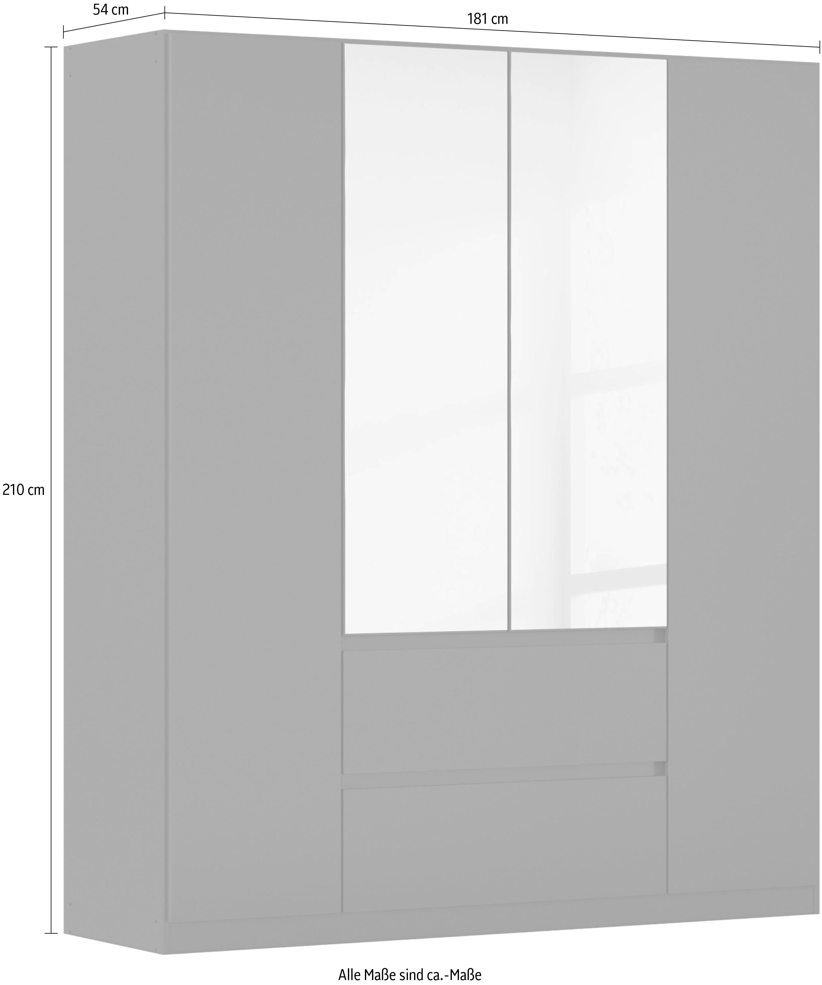 rauch Draaideurkast Kledingkast met spiegel garderobe MAINZ greeploos front met spiegel, buitendeuren met push-to-openfunctie