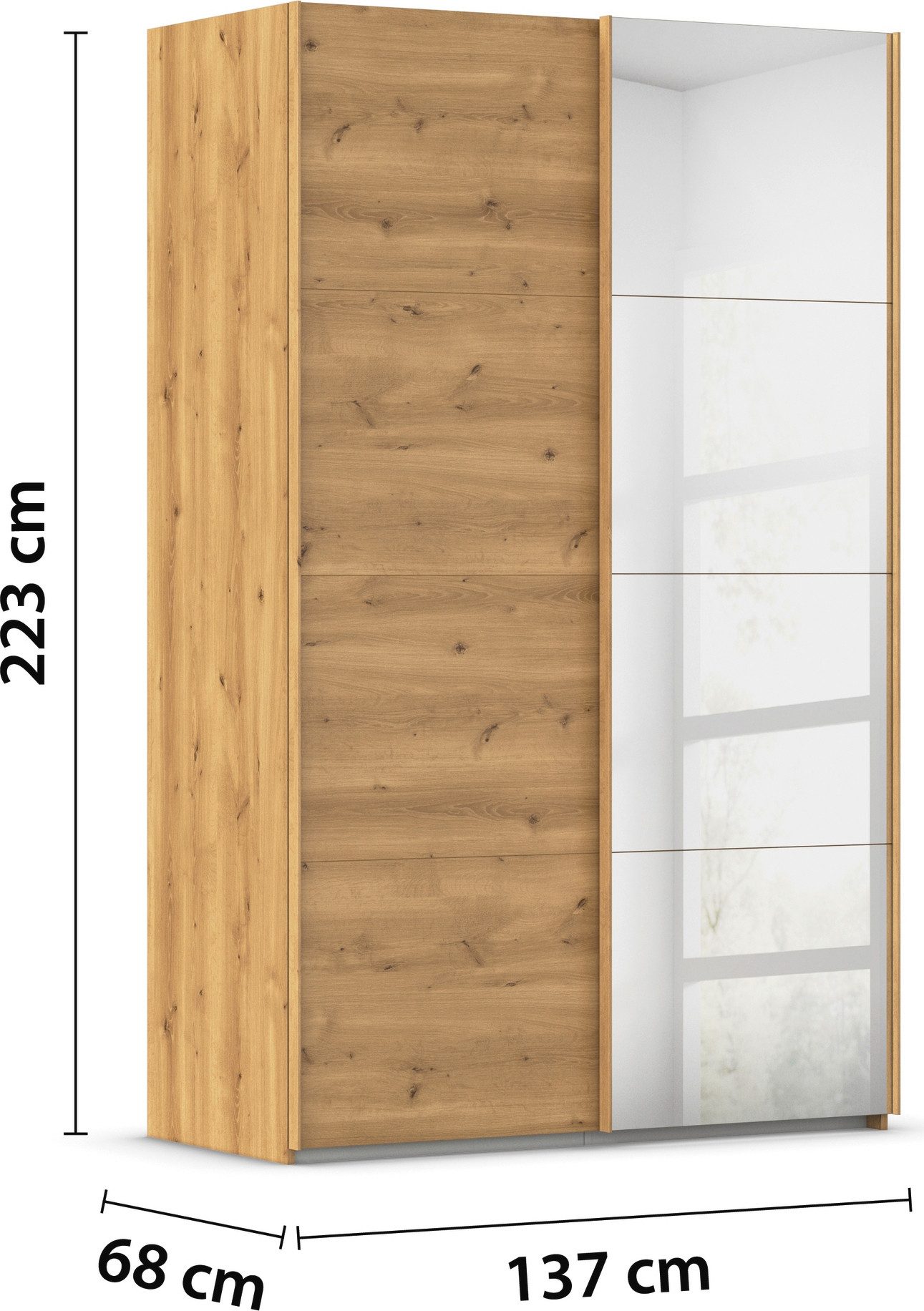 rauch Schuifdeurkast Kledingkast Kast Garderobe Slaapkamerkast EVELYN in elegante stijl met spiegel 5 breedtes veel opbergruimte made in germany