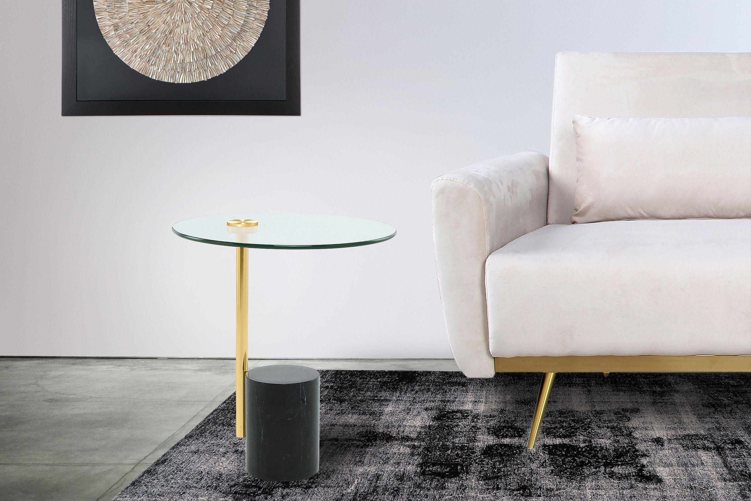 Kayoom Bijzettafel Rosario 525, bijzettafel in glamoureuze stijl, ronde glazen tafelblad (1 stuk)
