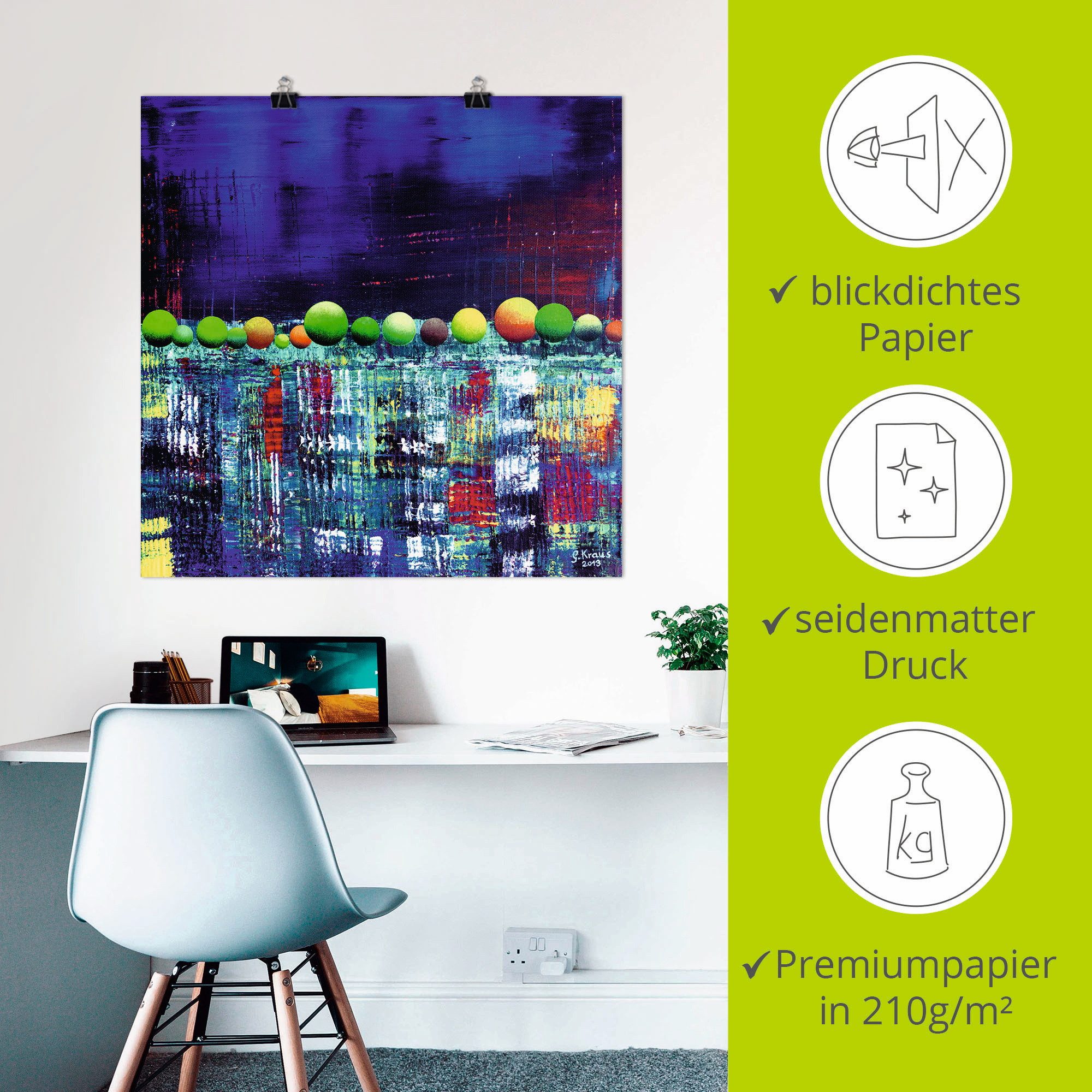 Artland Artprint Spiegelingen in East river Manhattan als artprint van aluminium, artprint op linnen, muursticker of poster in verschillende maten