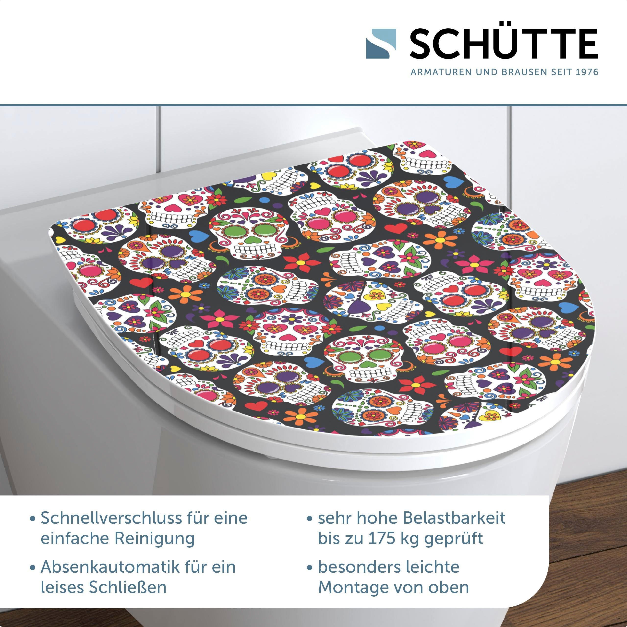 Schütte Toiletzitting Crazy Skull Duroplast,met softclosemechanisme en snelsluiting, High gloss
