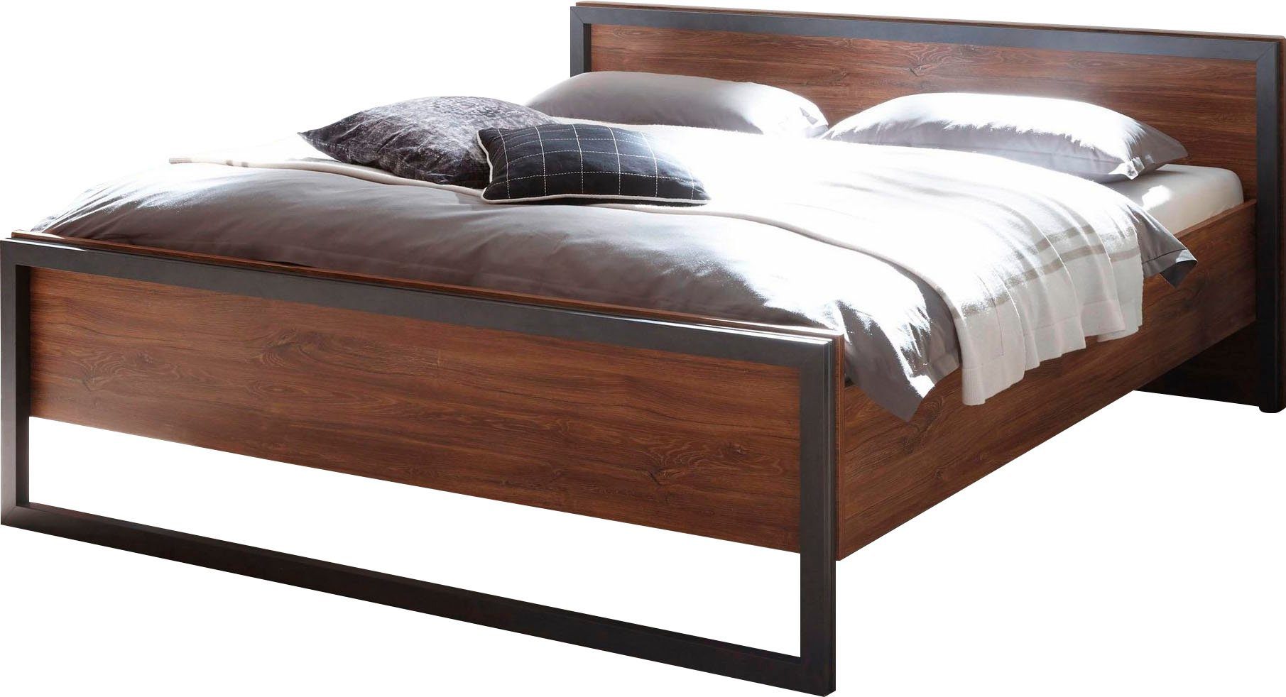 Home affaire Bed Detroit eenpersoonsbed in industriële stijl, bedframe, slaapkamer bedden bruin