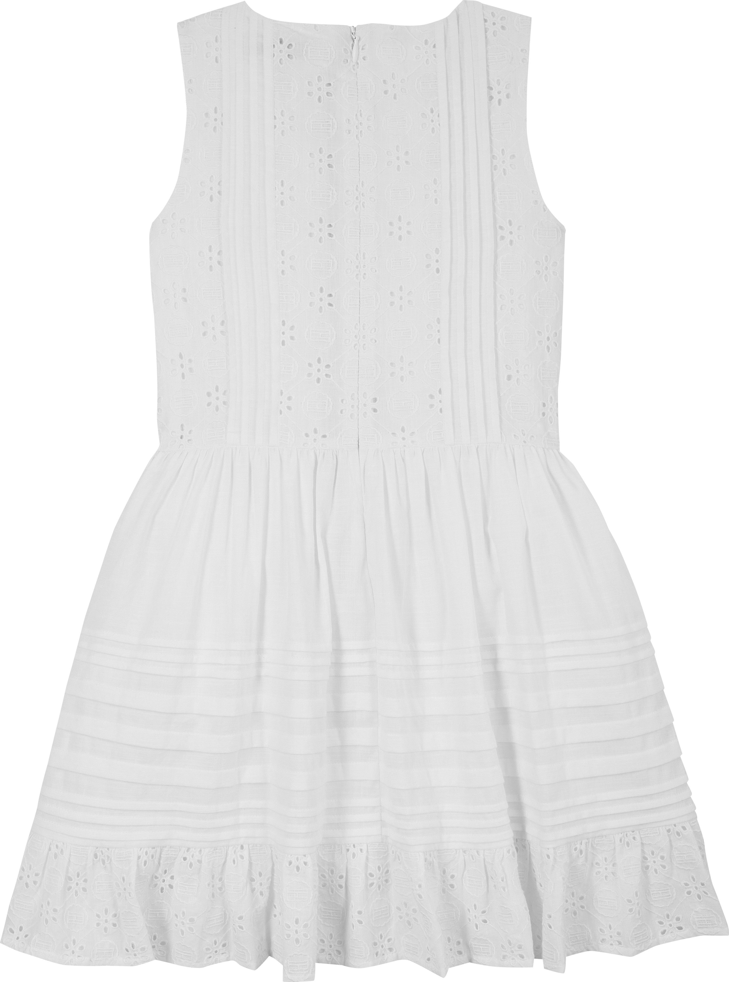 Tommy Hilfiger Zomerjurk EMBROIDERED COTTON DRESS SLVLS met delicate gaatjesborduursel, met biezen