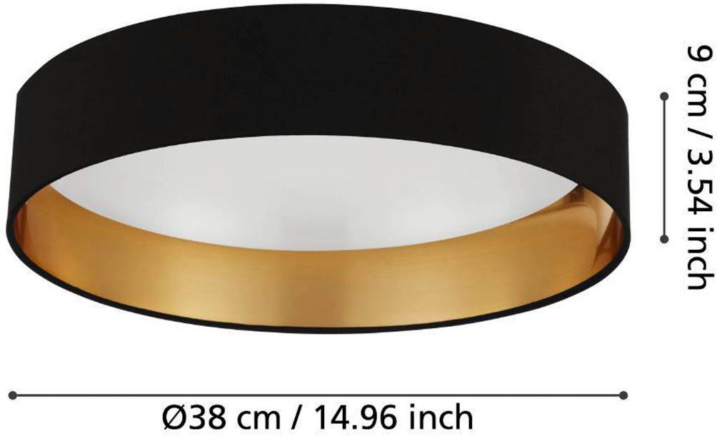 EGLO Led-plafondlamp MASERLO Stoffen lamp Maserlo2 Ø38 x H9 cm, led-plank, textielen kap (1 stuk)
