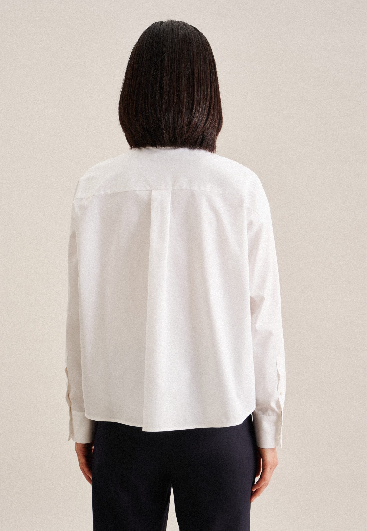 seidensticker Overhemdblouse Zwarte roos Lange mouwen kraag uni