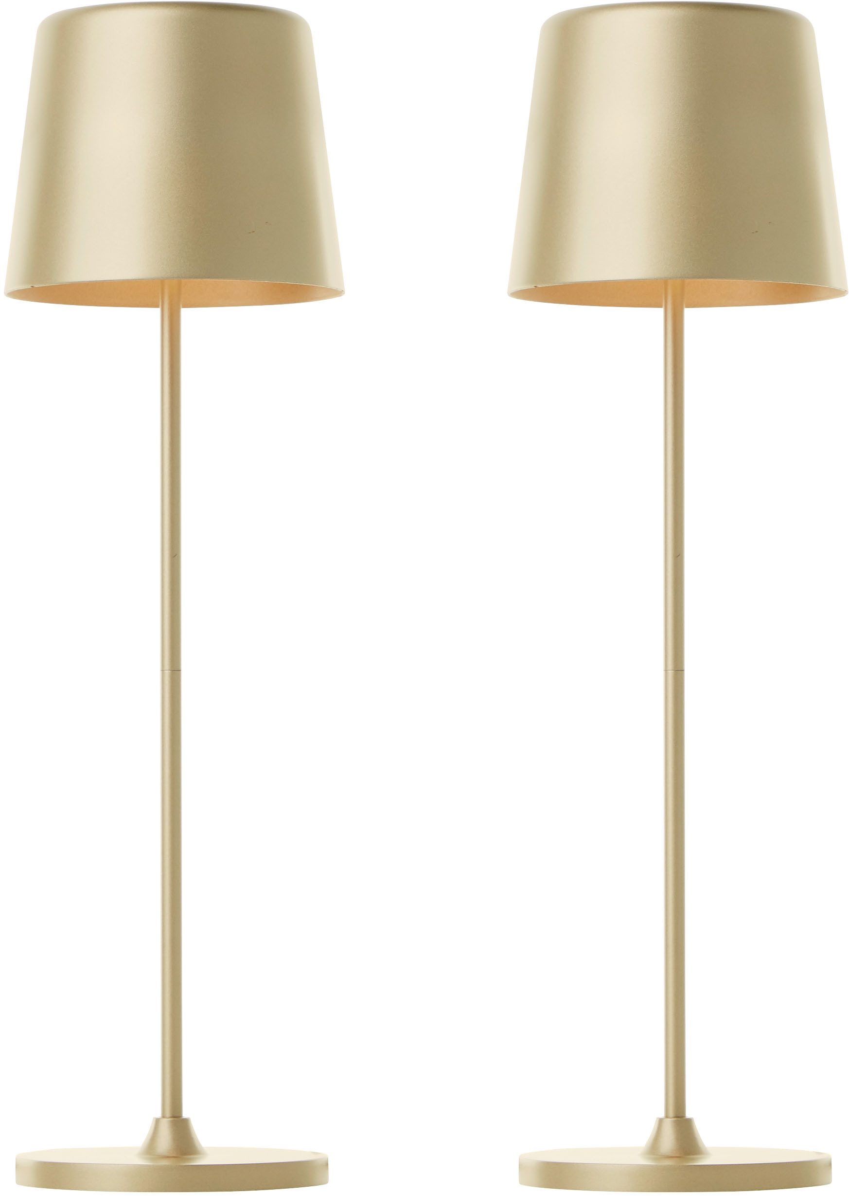 Brilliant Leuchten Led-tafellamp Kaami - mobiele LED buiten tafel lamp 2-delige set 310 lm, touchdimmer, usb, accu, buiten, binnen, acculamp 37 cm hoog (2 stuks)