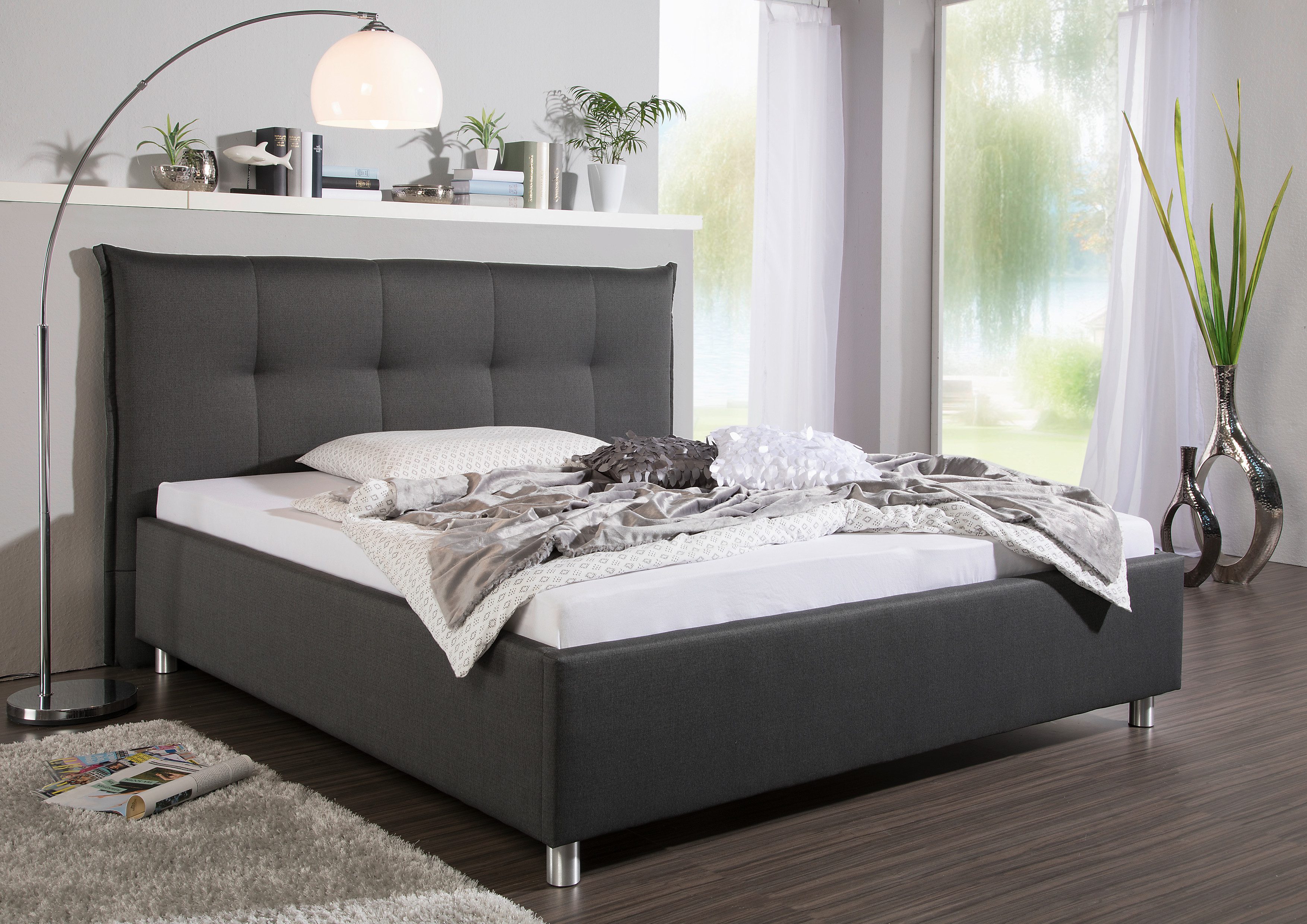 Maintal Gestoffeerd bed Portneuf Zijkanten van het bed zelf te monteren, zonder bedkist bedden grijs