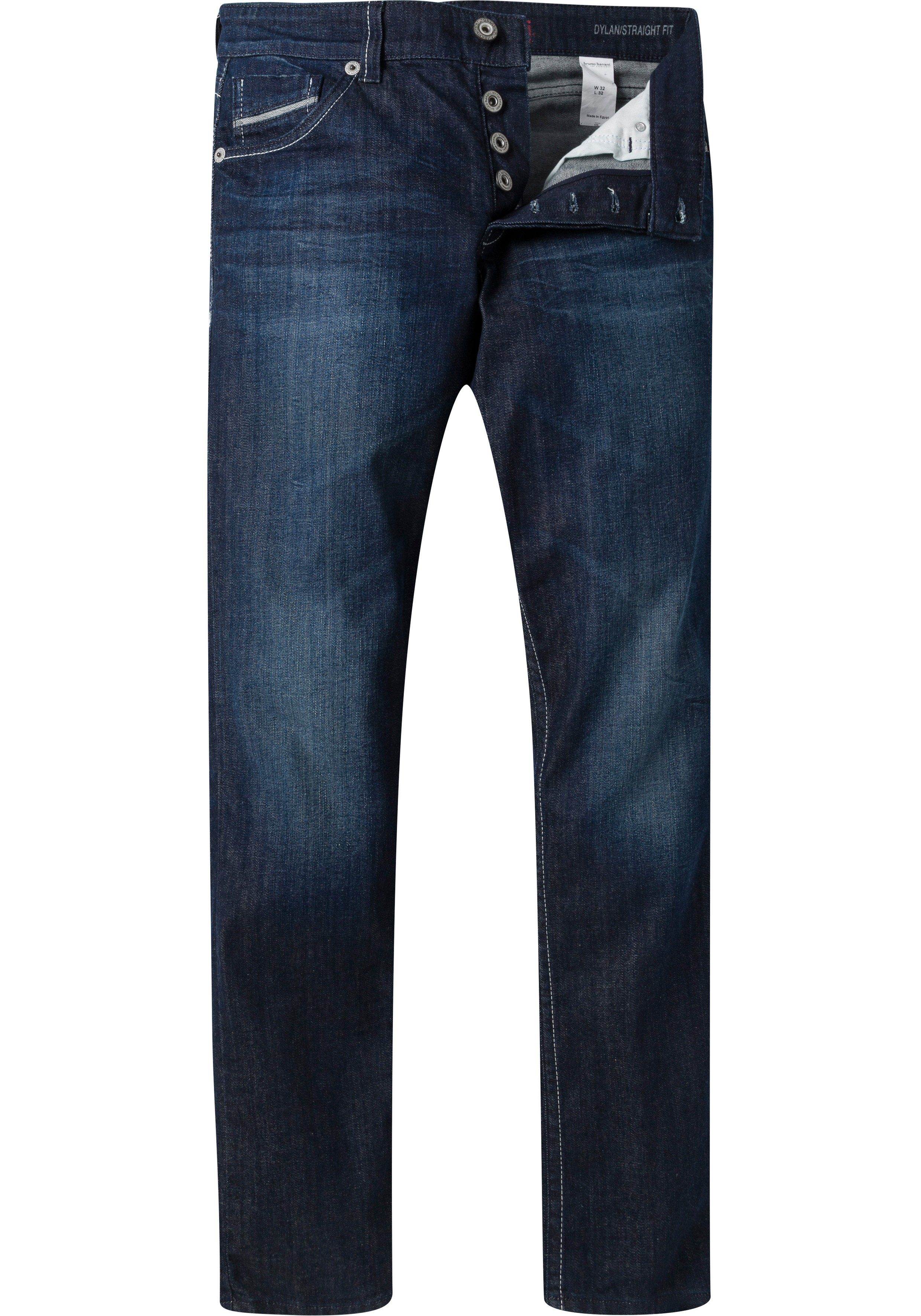 Bruno Banani Straight jeans Dylan rechte pasvorm, used-wassing, lage taille
