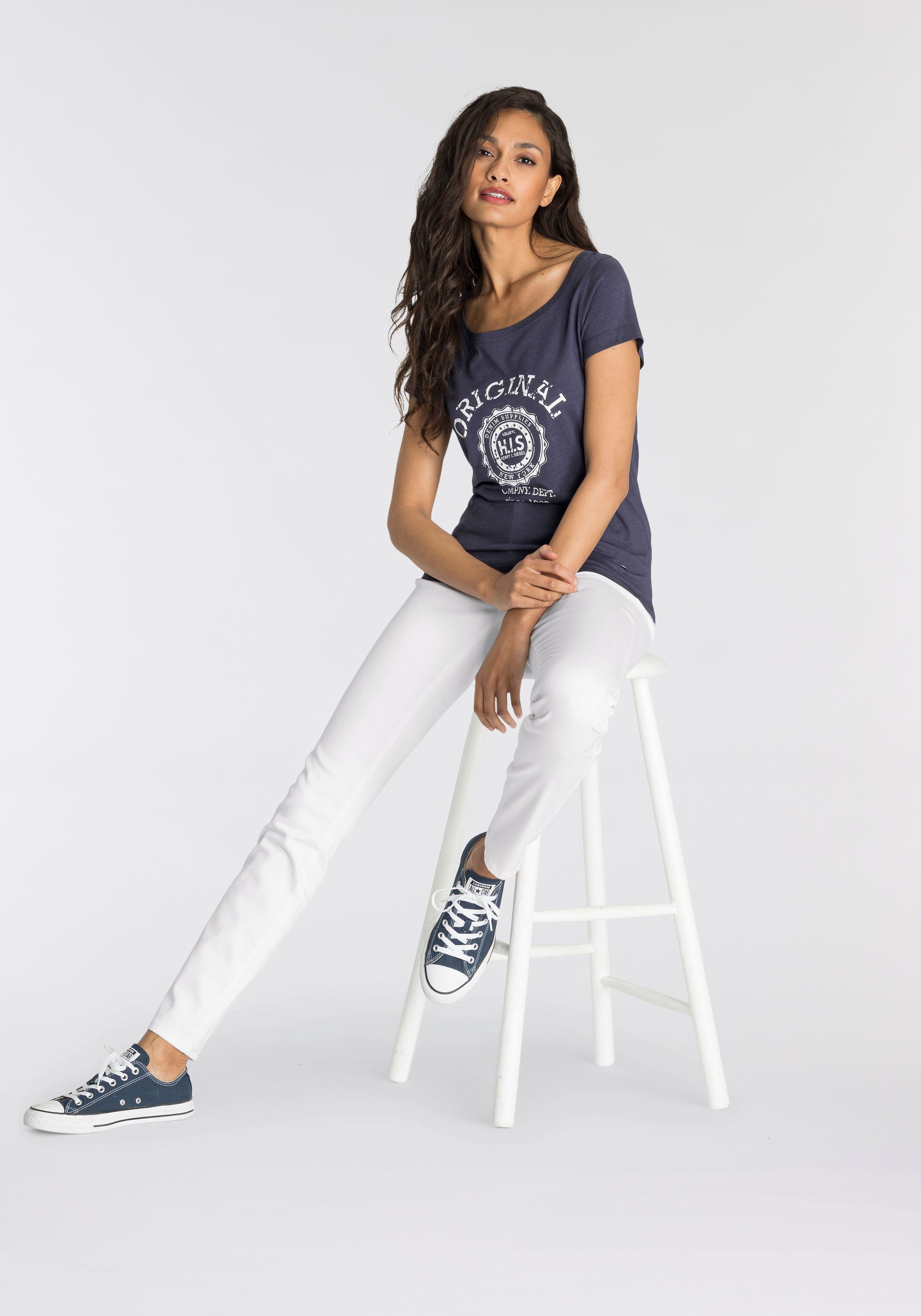 H.I.S Shirt met korte mouwen met heritage-print van h.i.s