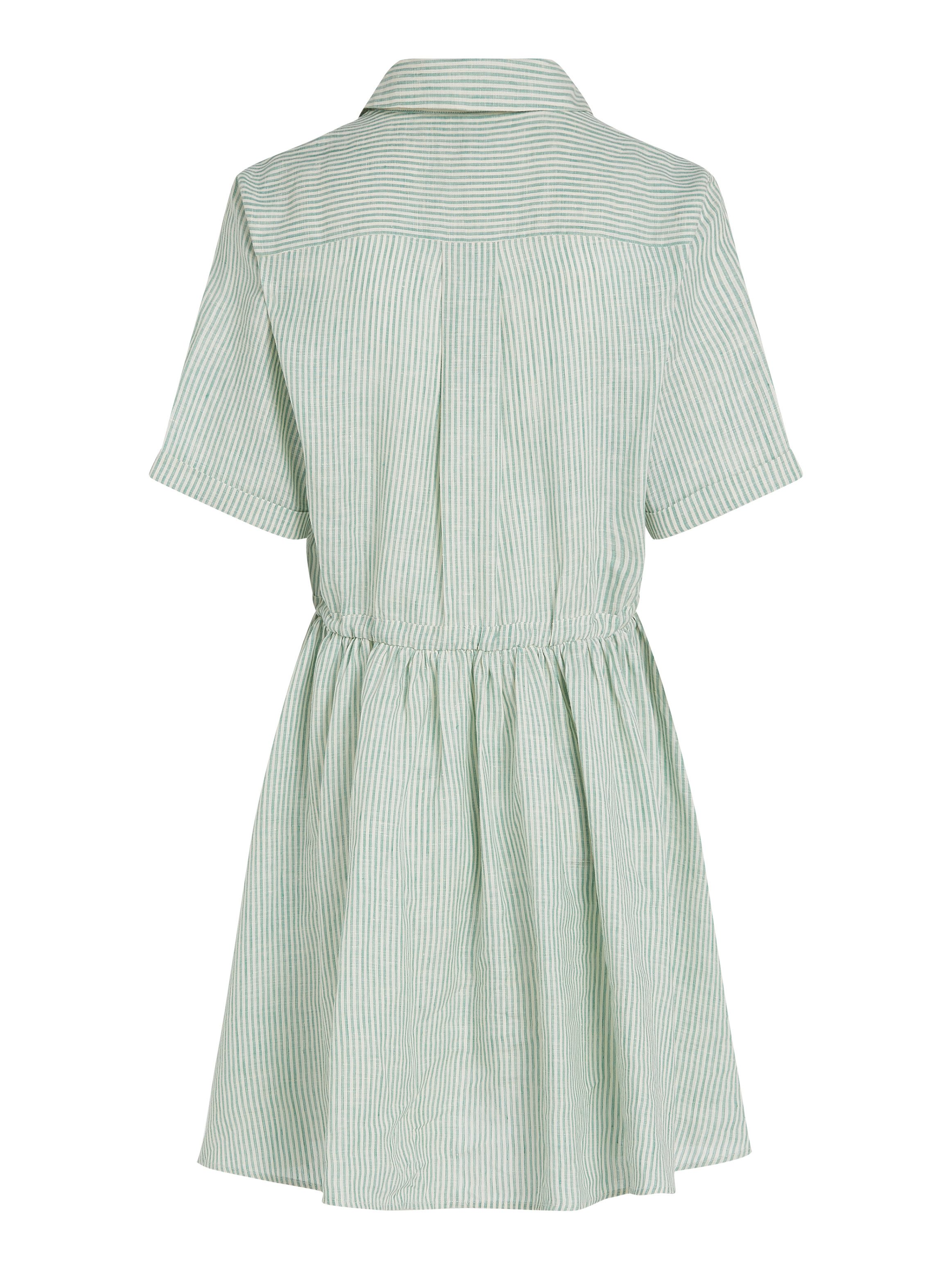 Tommy Hilfiger Jurk met overhemdkraag ESS LINEN S/S SHORT DRESS met tunnelkoord in de taille, met rugplooi, koel premium linnen