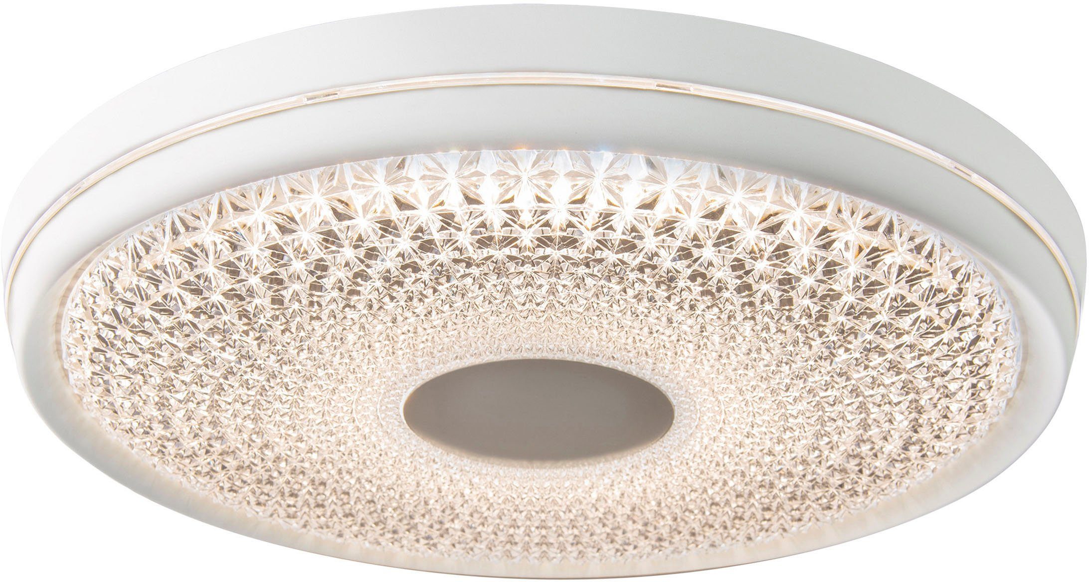 näve Led-plafondlamp BOISE dimbaar, cct-kleurwissel in 3-niveaus via afstandsbediening, kristaluitstraling (1 stuk)