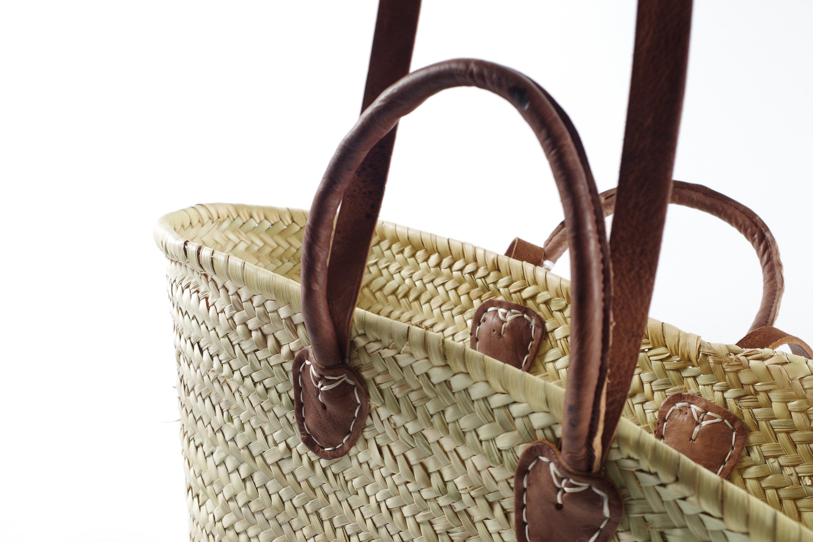 locker Opbergmand Strandtas, mandtas Palmtas met leren handvatten en leren hengsels, strandstoel in Boho-stijl