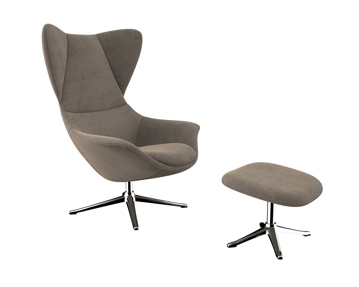 FLEXLUX Oorfauteuil Stilo relaxstoel, TV-stoel Solitaire, stijlicoon, draaibaar, aluminium basis