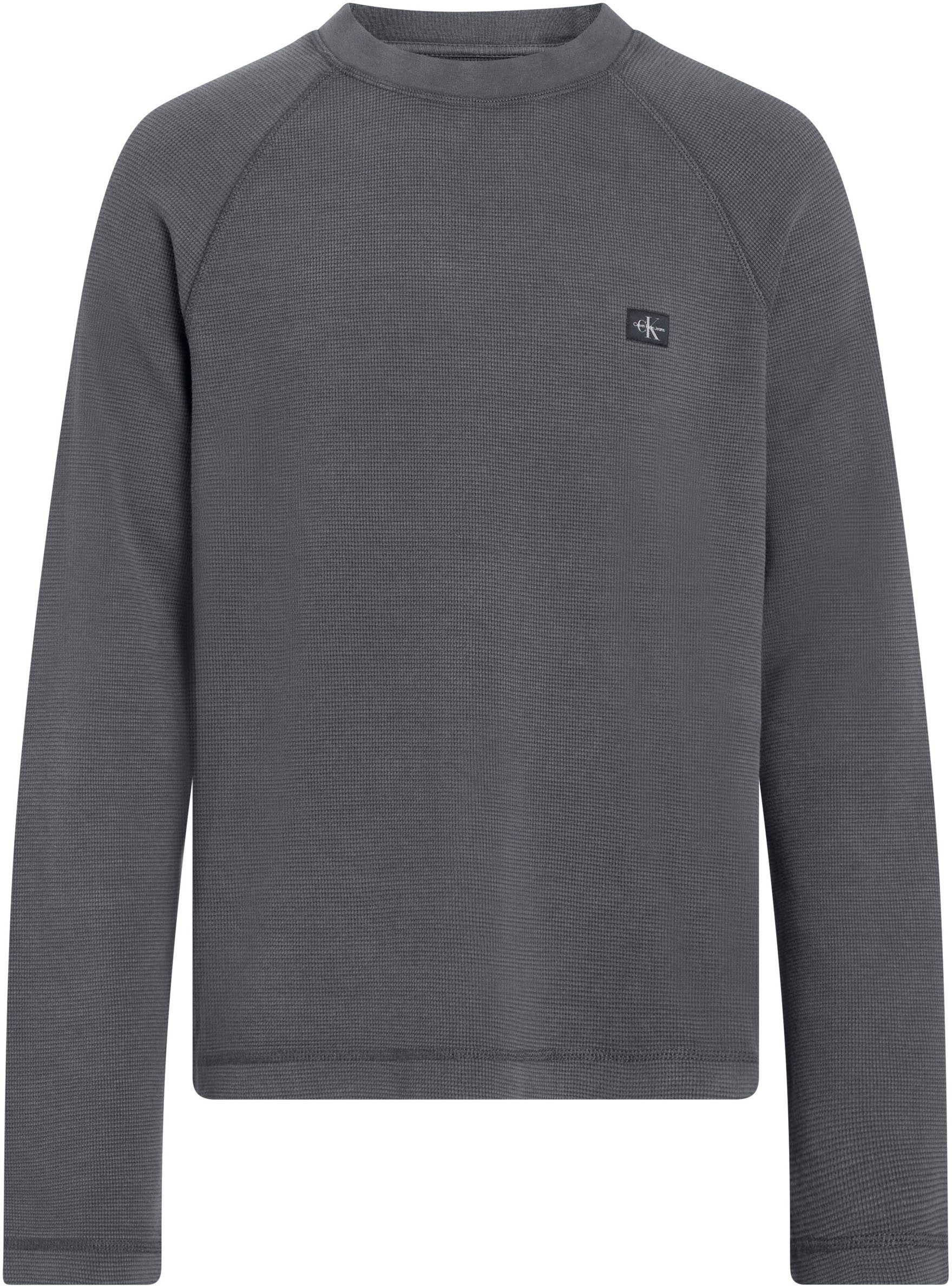 Calvin Klein Shirt met lange mouwen WASHED WOVEN LABEL WAFFLE RAGLAN