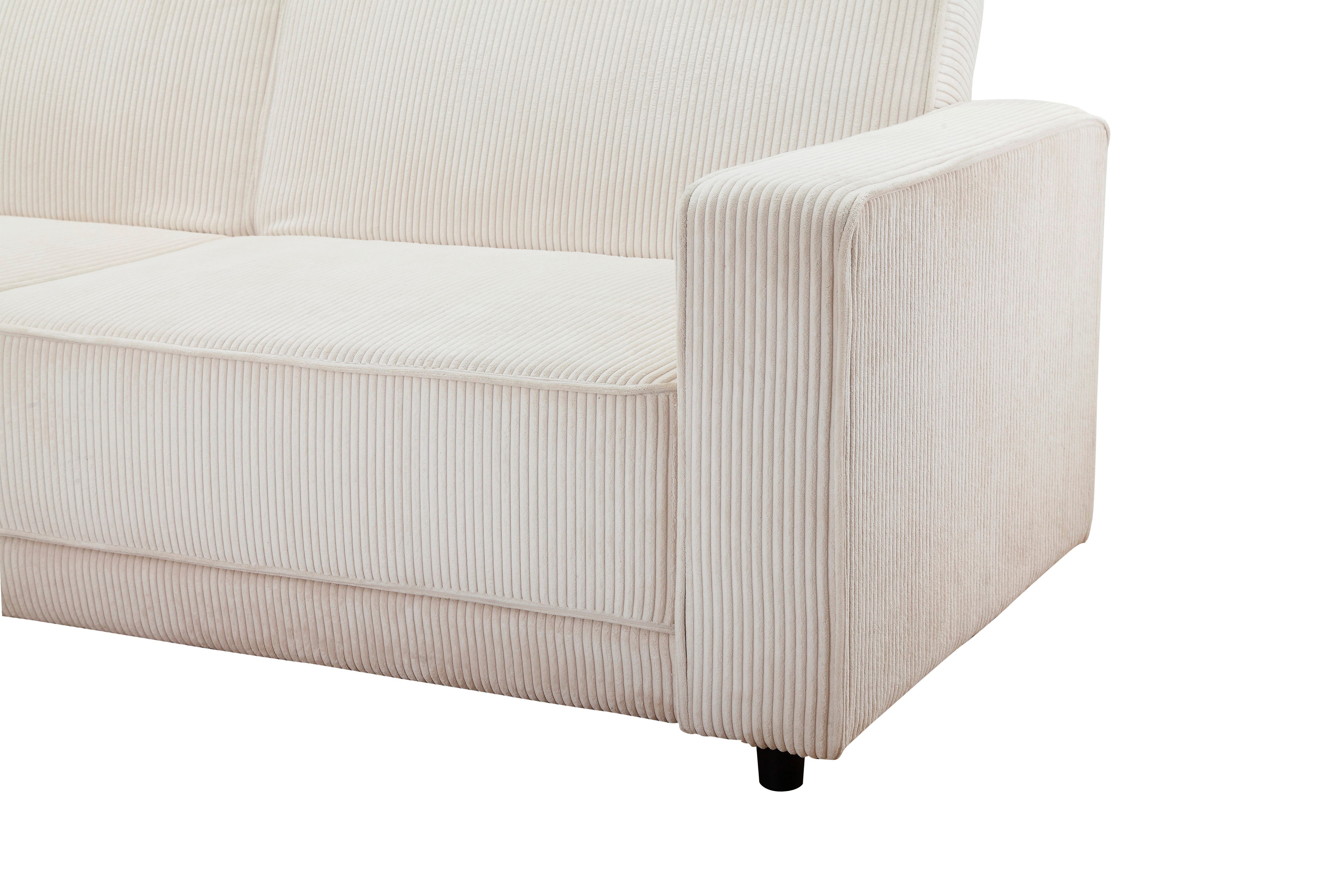 Dorel Home Hoekbank Allie slaapbank 230 cm met relaxfunctie in de rugleuning Slaapbank functie (108/194,5 cm), trendy ribfluweel of onderhoudsvriendelijk velours