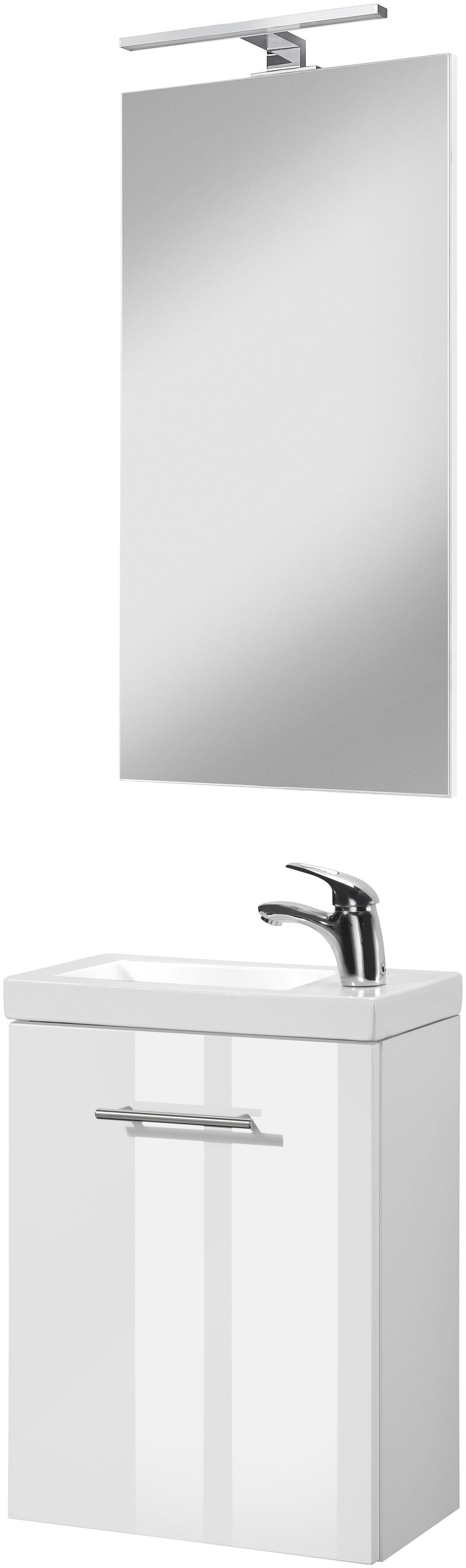 welltime Wastafelmeubel Trento, in verschillende designs en kleuren Badkamermeubel breedte 40 cm, gastenbadkamer SlimLine tweede toilet (set, 4-delig)