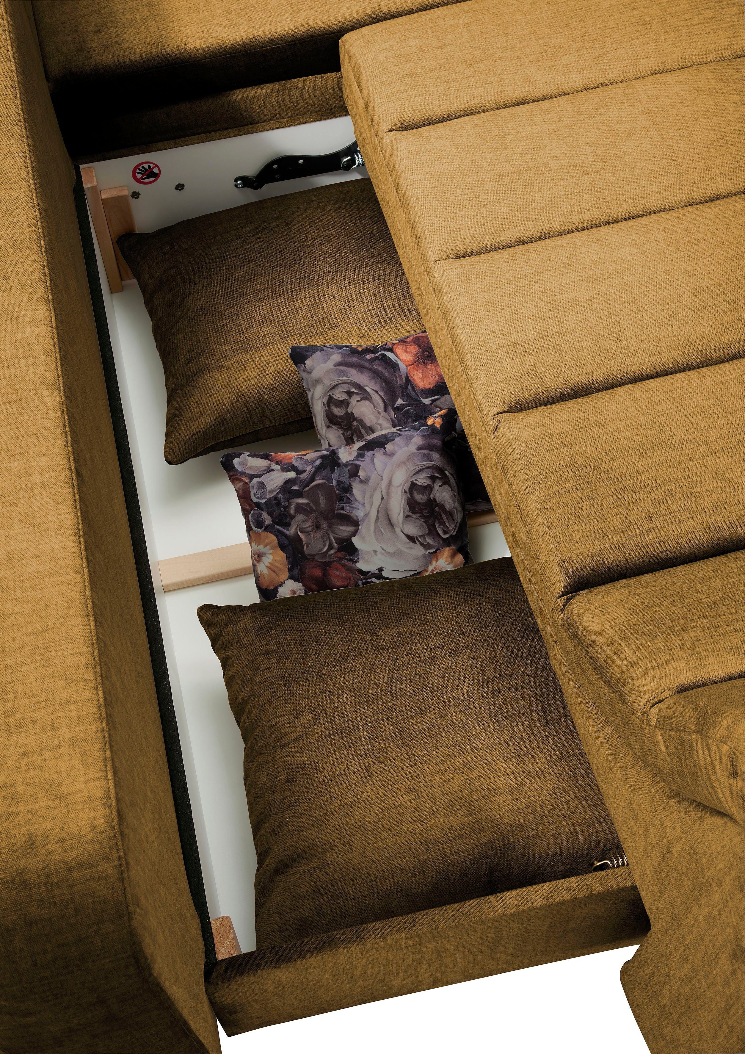 INOSIGN Hoekbank Imola elegant en modern, actuele stiksels in de zitting, comfortabel, L-vorm