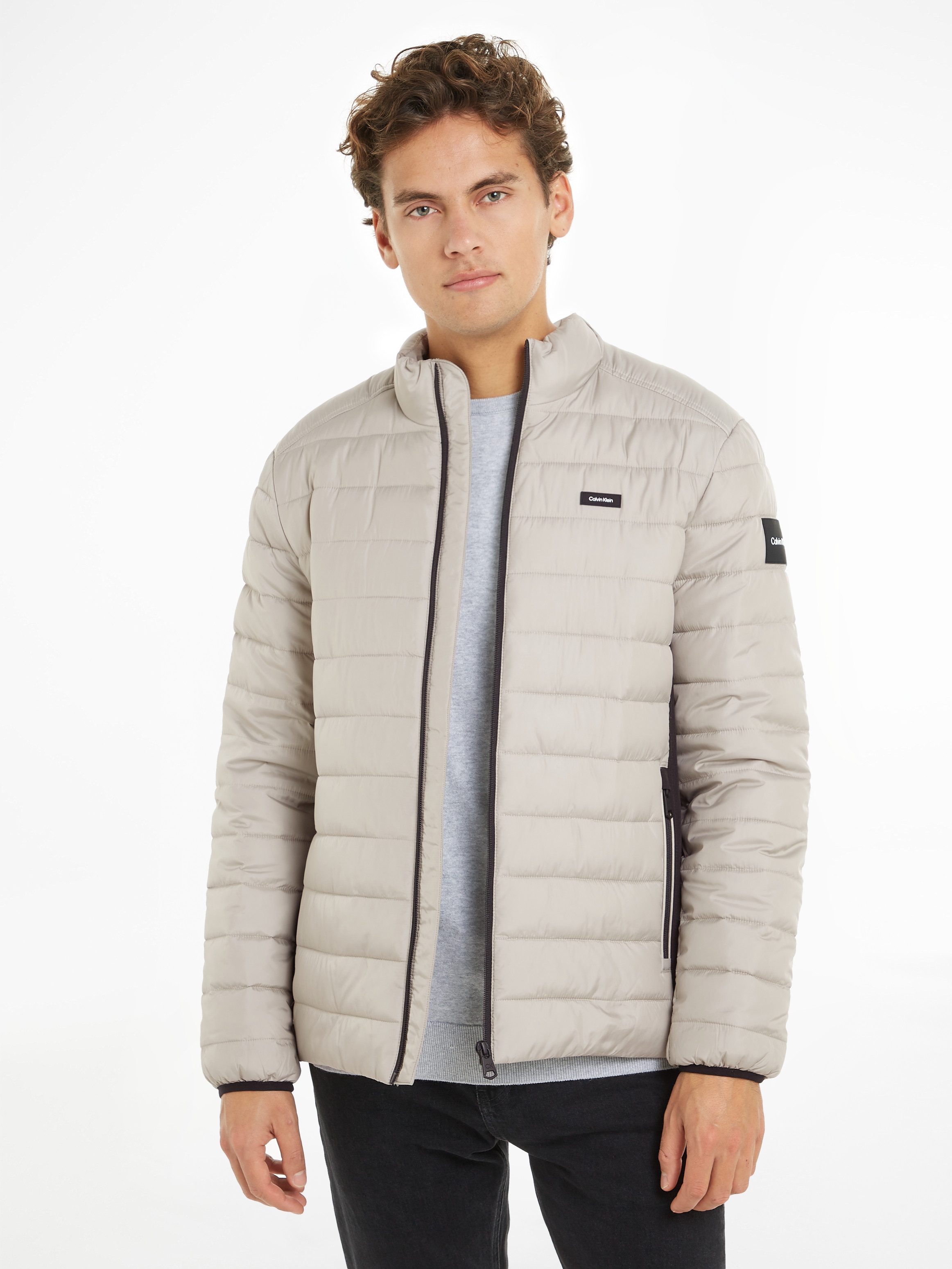 Calvin Klein Gewatteerde jas RECYCLED SIDE LOGO JACKET heren winterjassen maat S beige