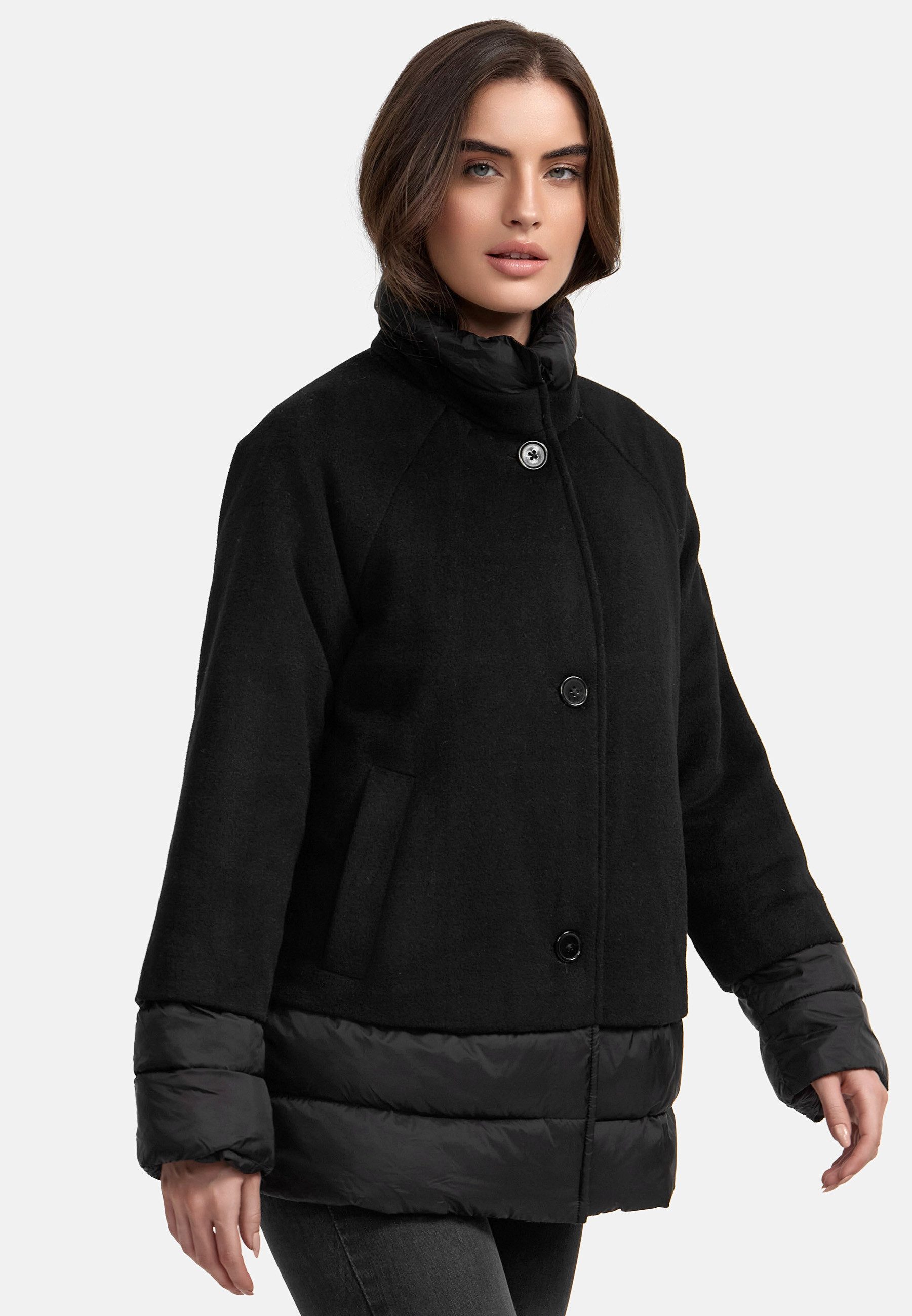 MANISA Winterjack met modieuze materiaalmix en wol