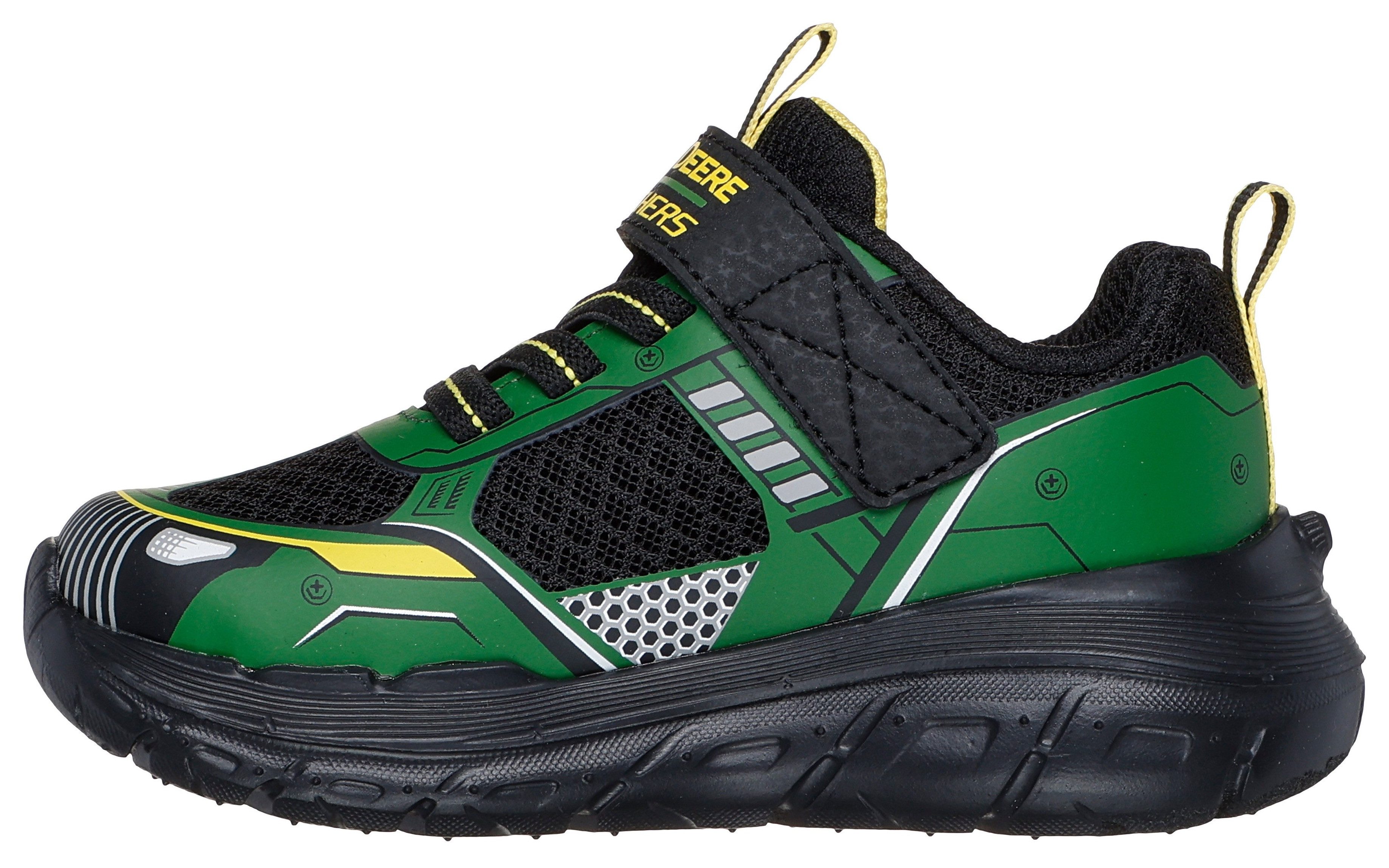 Skechers Sneakers SKECH TRACKS-TRACTOR-TRONIX, John Deere , klittenbandschoen in john deere ontwerp, maat sjabloon om te downloaden