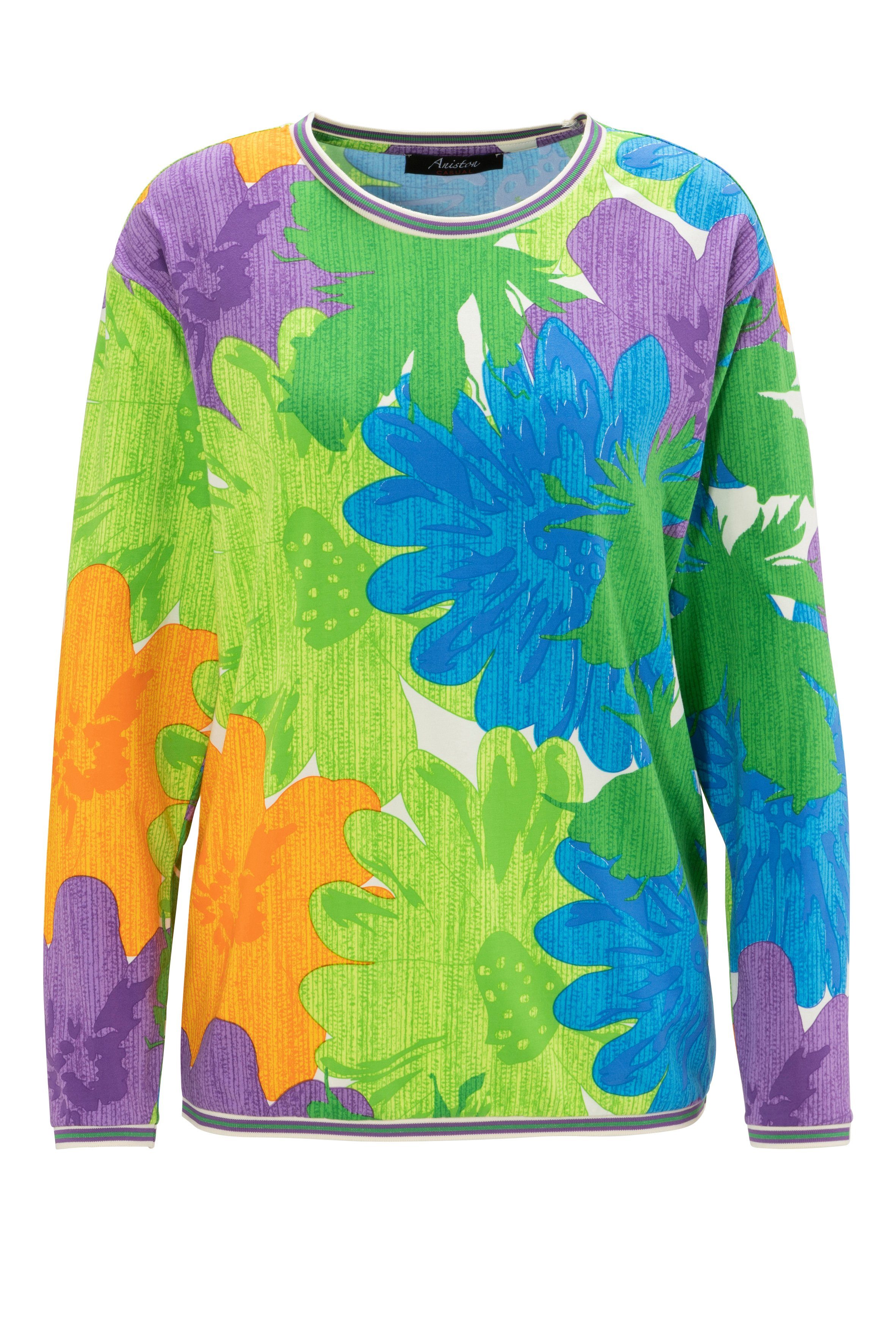 Aniston CASUAL Sweatshirt bedrukt met grote bloemen en bladeren