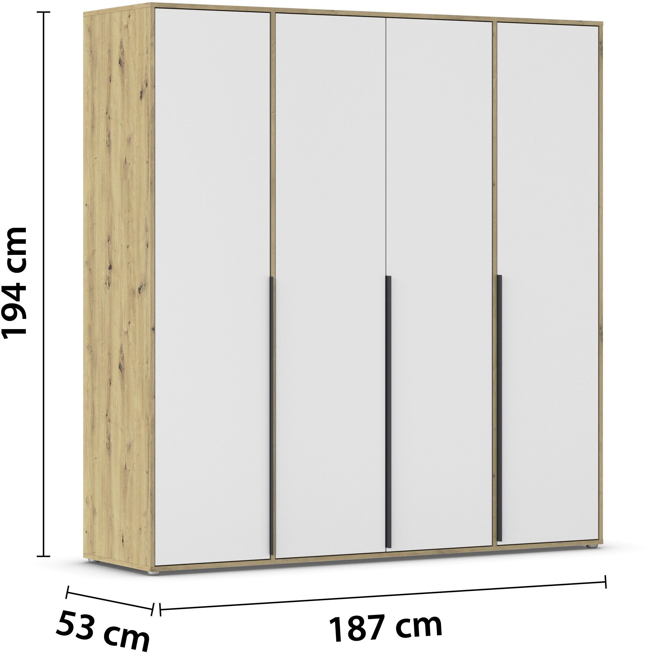 rauch Draaideurkast Kledingkast Kast Garderobe Wasmand NAGATA veel Opbergruimte met moderne stanggrepen in grijs metallic topseller made in germany