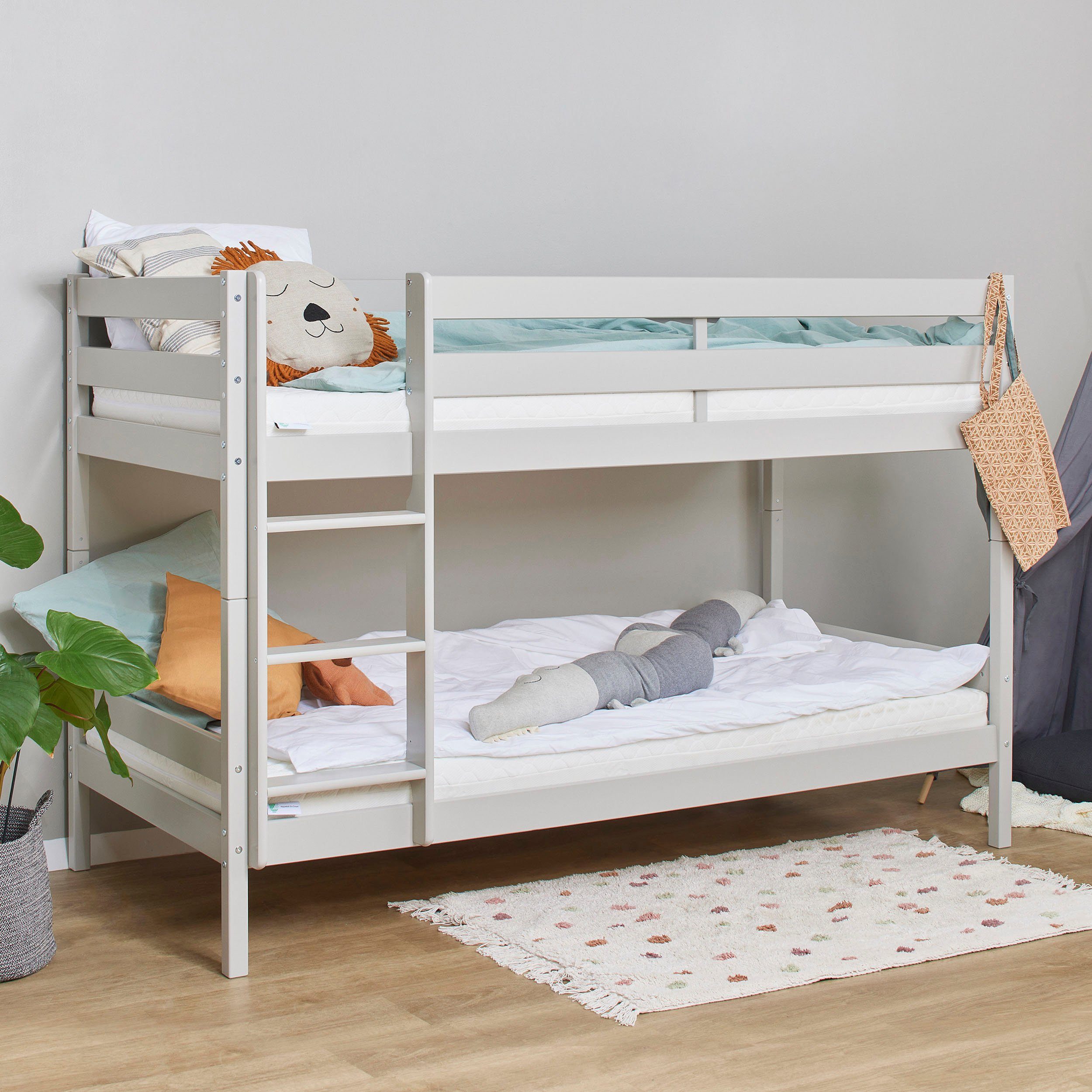 Hoppekids Stapelbed Eco comfort kinderbed 90x200 of 70x160 van massief hout in 4 kleuren