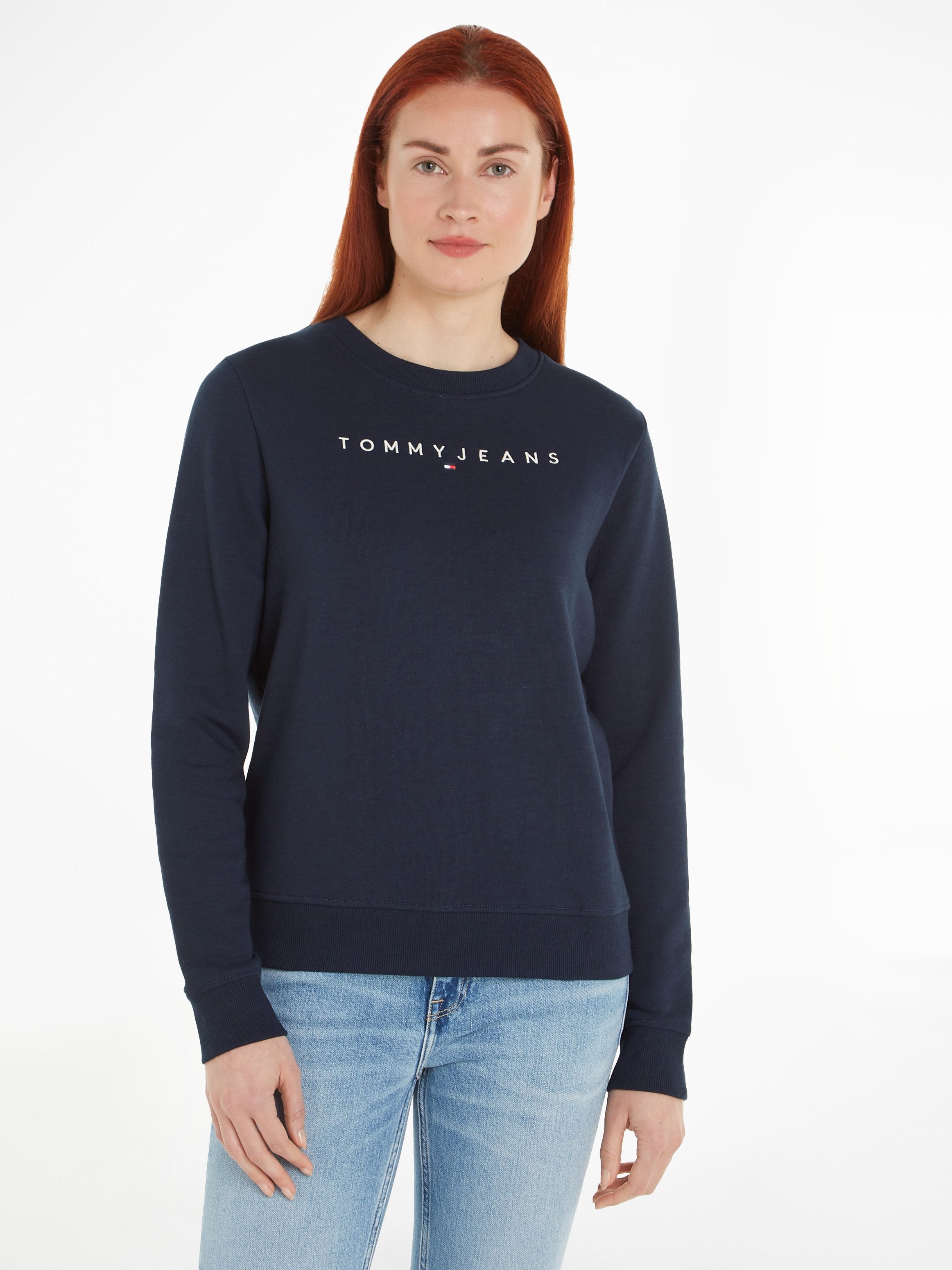 Tommy Jeans Curve Sweatshirt TJW REG LINEAR CREW EXT in grote maten met logo-opschrift