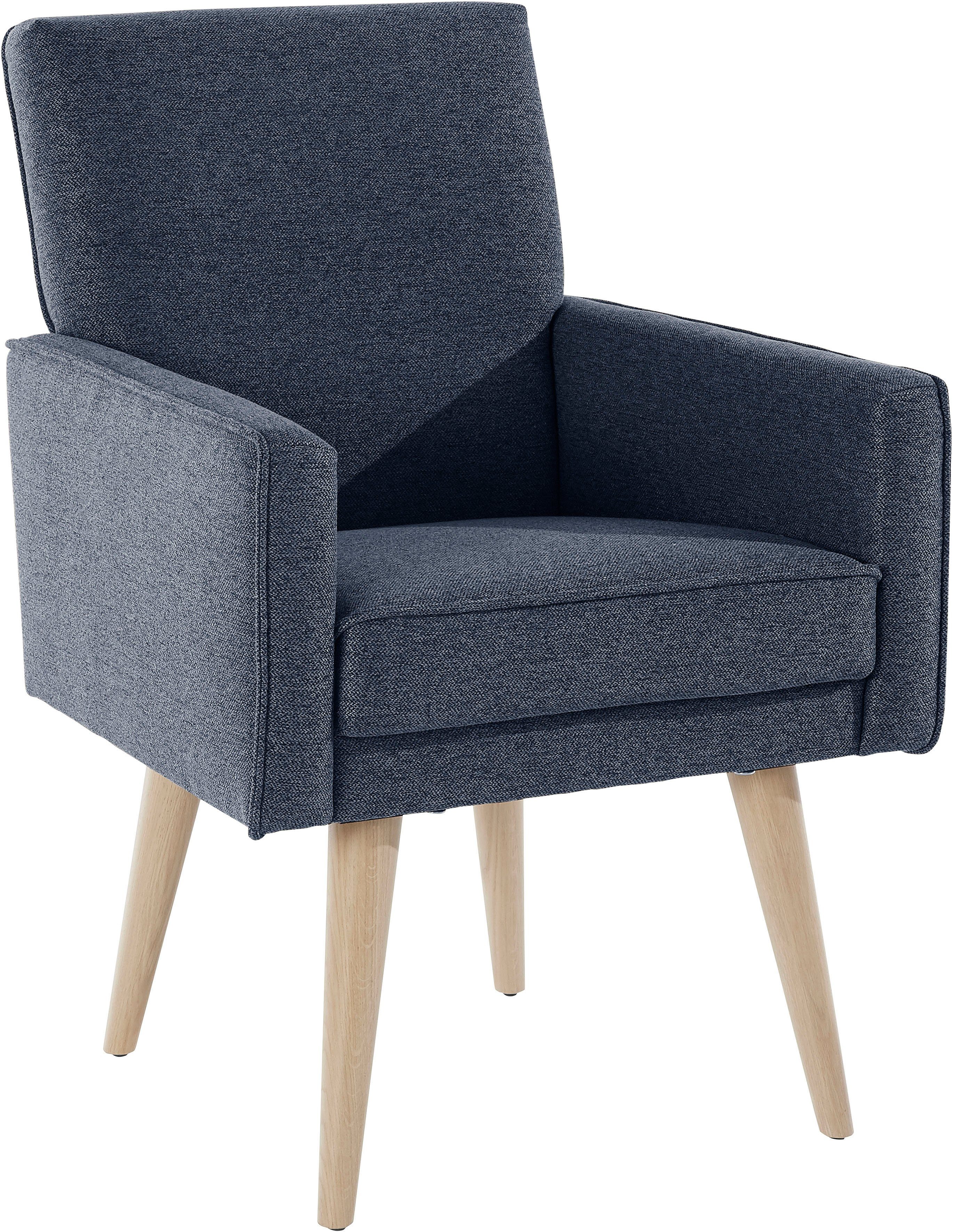 exxpo - sofa fashion Fauteuil Lungo, loungestoel met moderne biesstiksels, comfortabel en elegant fauteuils blauw