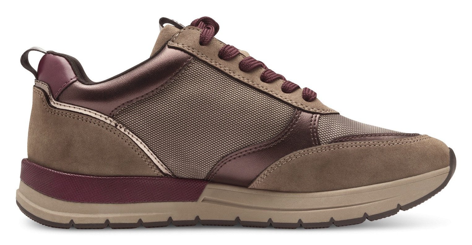 Tamaris Sneakers met sleehak vrijetijdsschoen, lage schoen, veterschoen met trendy metallic-details