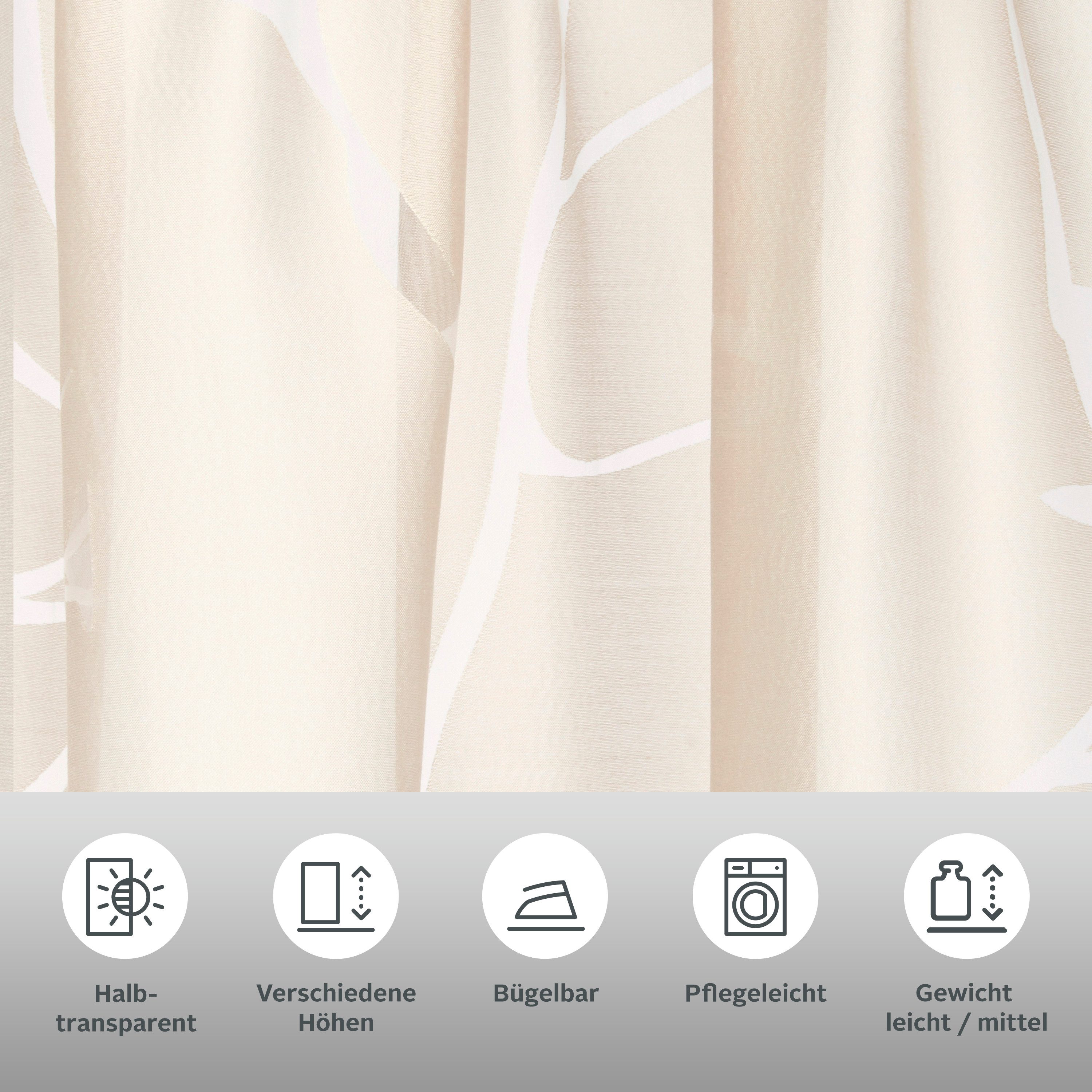 my home Gordijn ANNA Viscose, polyester, takkenmotief (1 stuk)