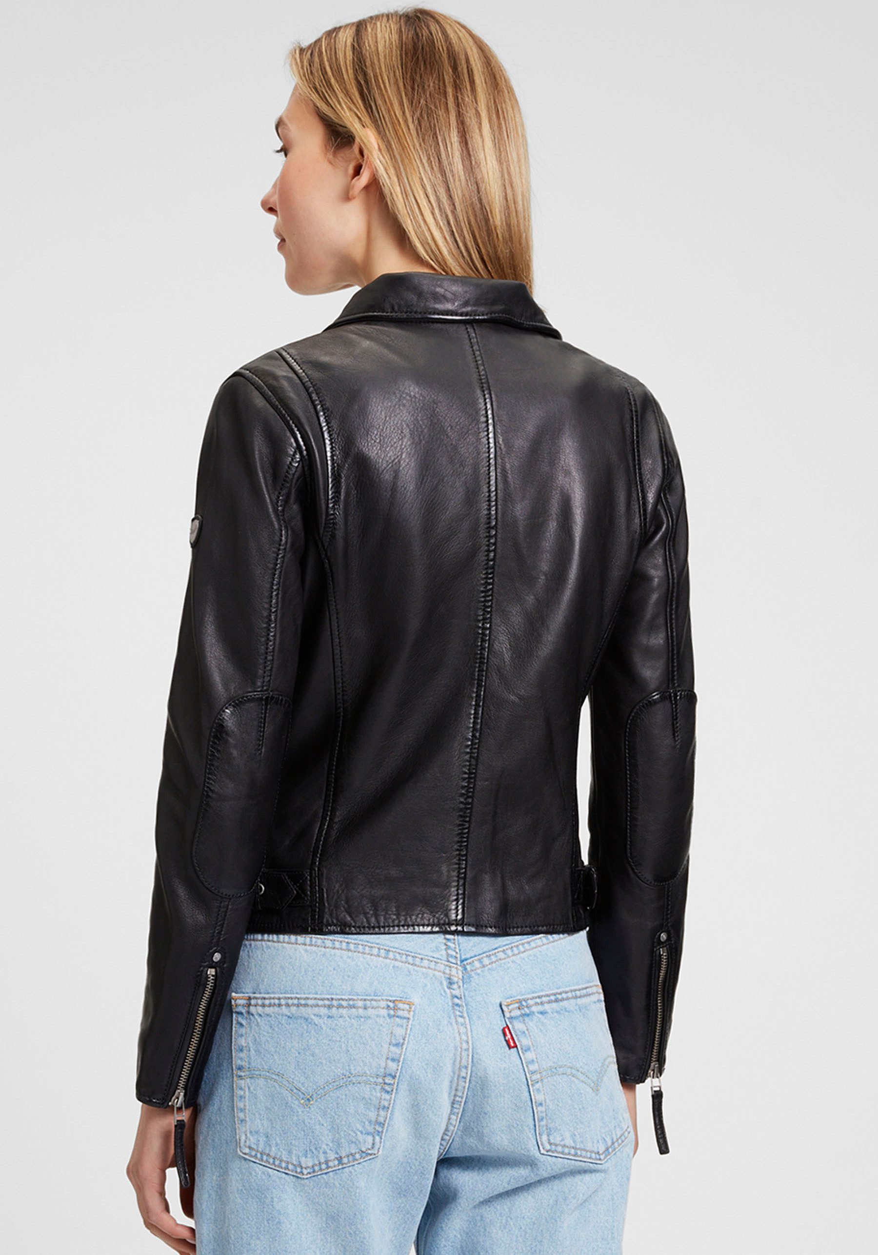 Mauritius Leren jack PGG W14 LEGV in bikerstijl, asymmetrische rits, reverskraag