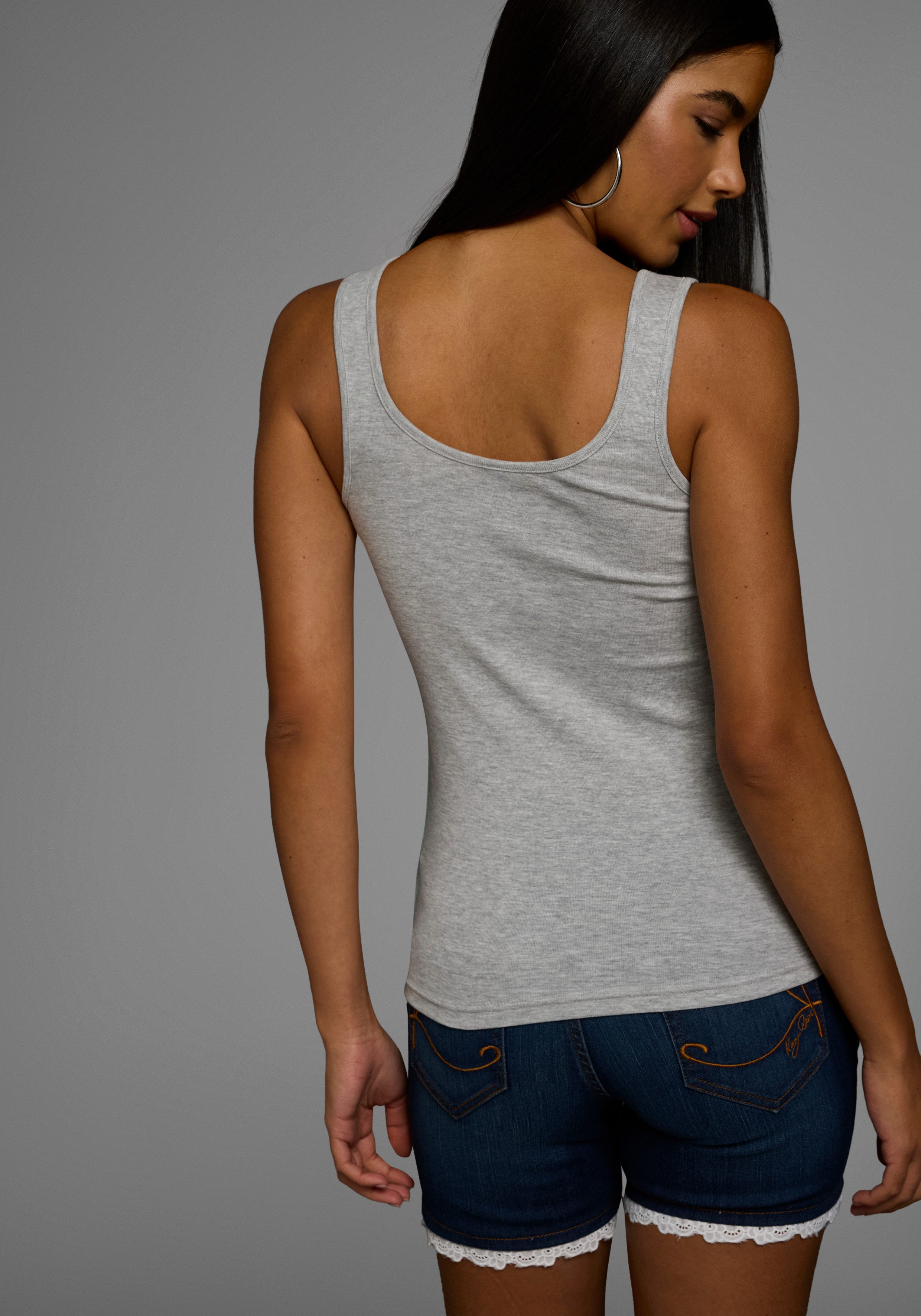 KangaROOS Tanktop 1x met frontprint, 1x effen (2-delig, Set van 2)