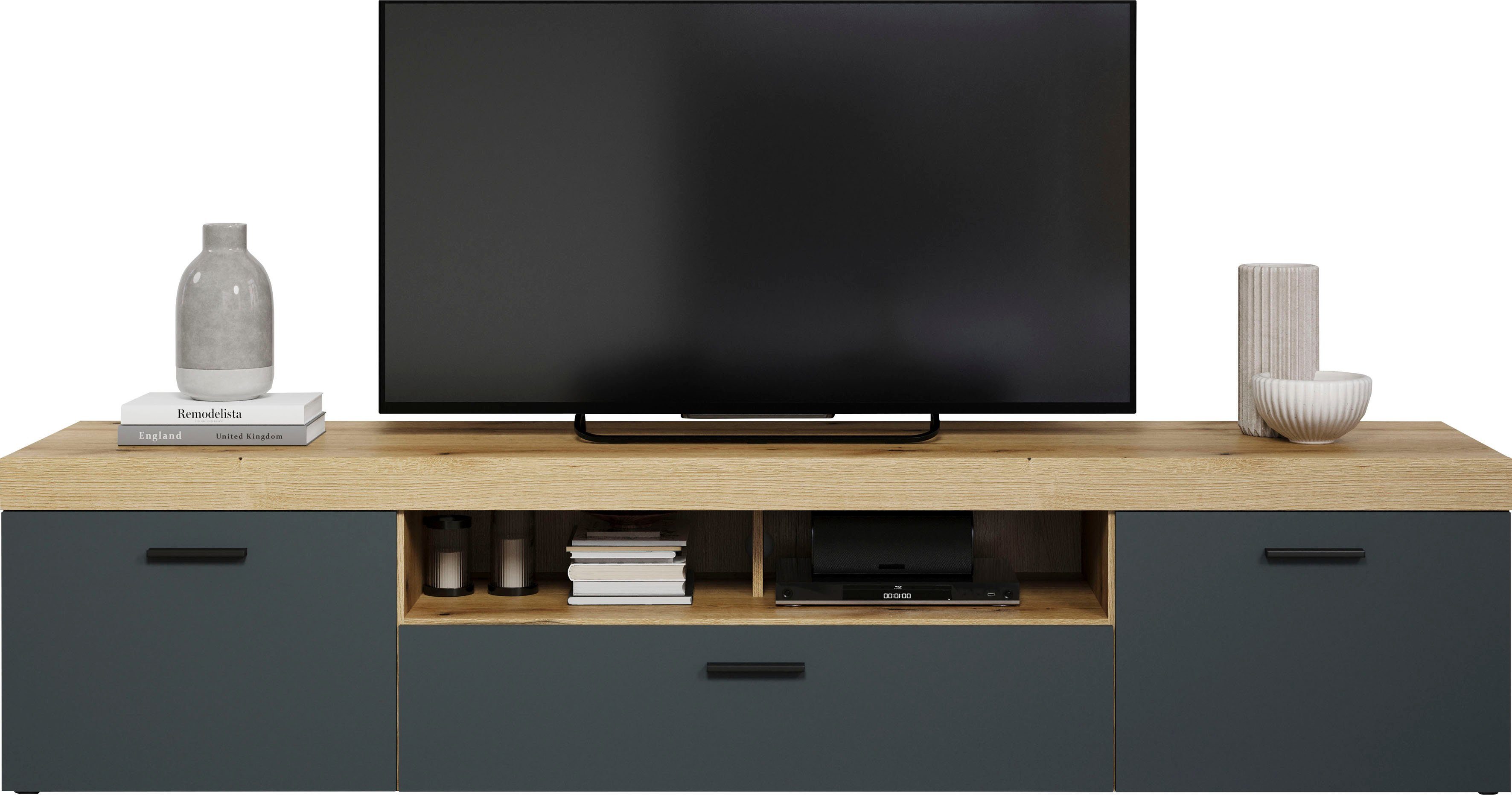 Home affaire Tv-meubel Tyler TV-kast TV-lowboard, eindhoutapplicaties, breedte 230 cm (1 stuk)