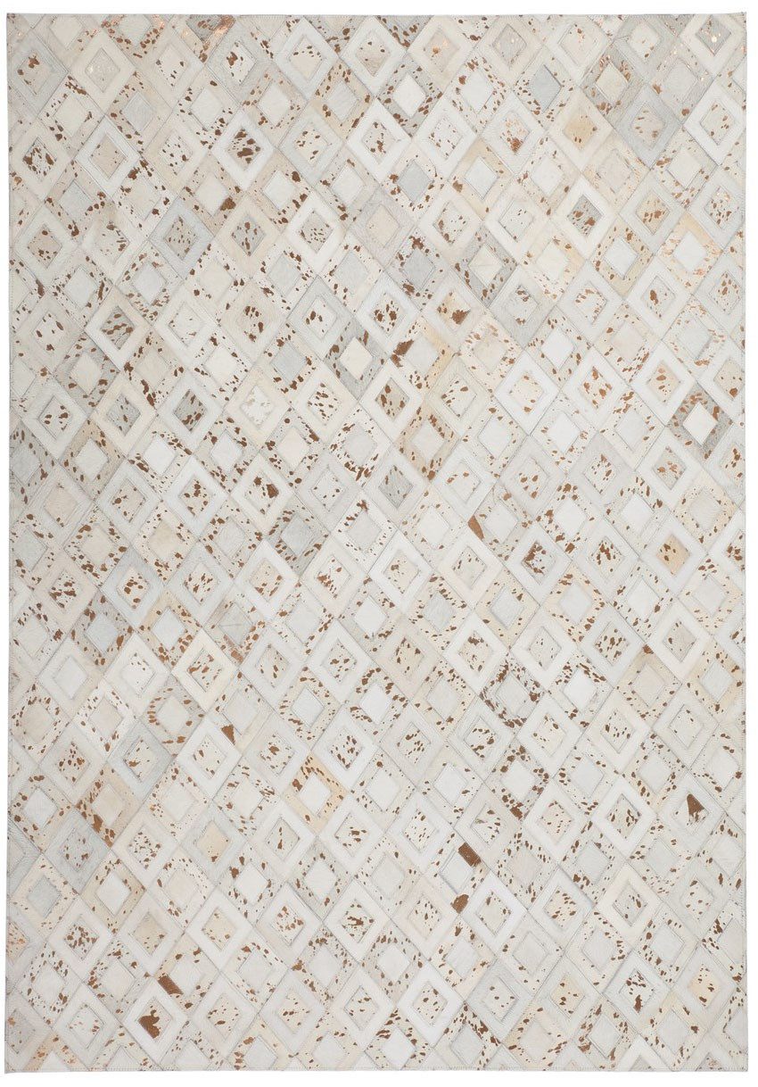 Kayoom Vloerkleed Spark 110 100% leer, metallic effecten, handgenaaid uniek