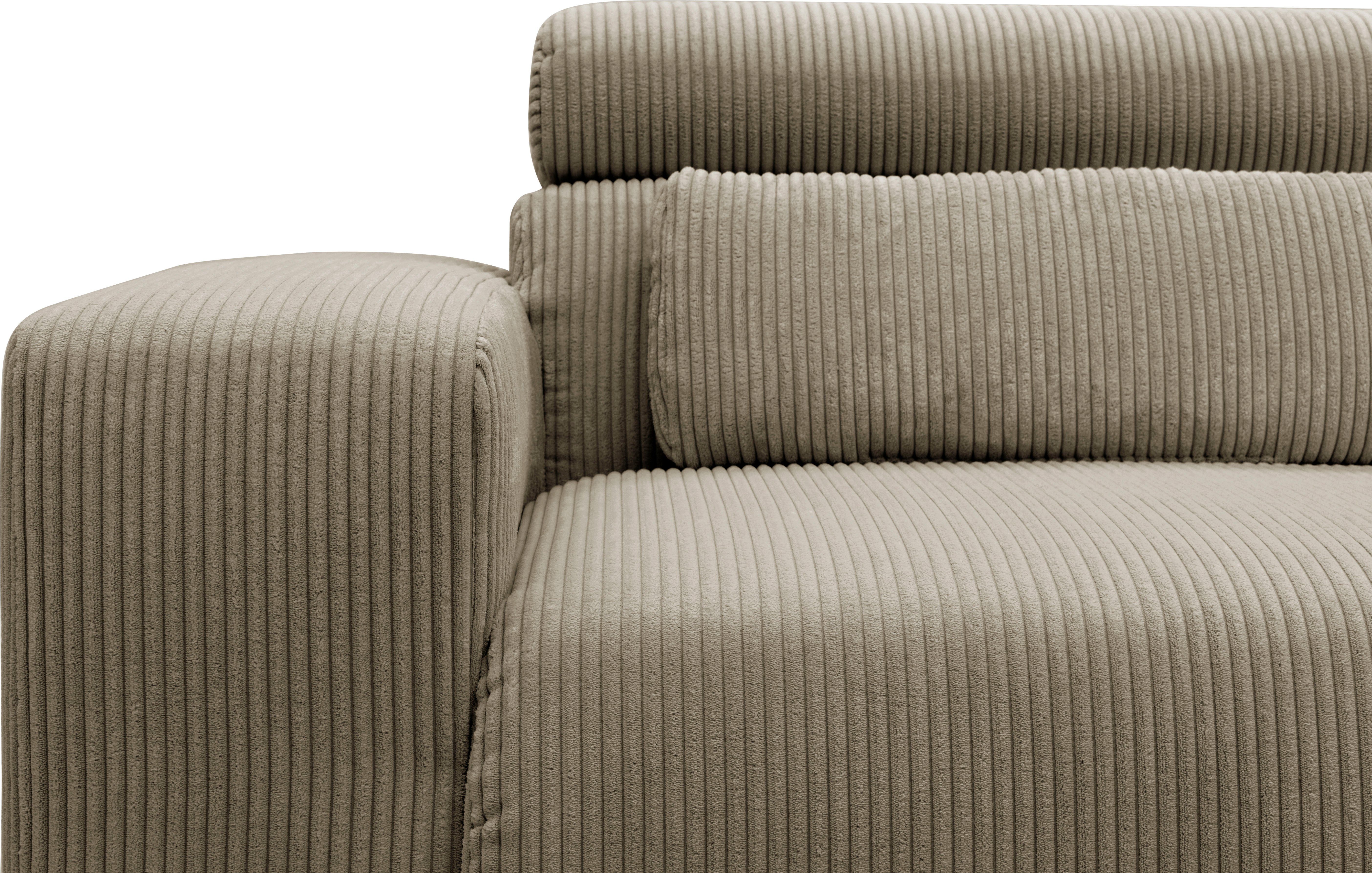 DOMO collection Hoekbank Brandon kleine versie BxDxH: 214x100x80 cm Met verstelbare hoofdsteun, ook in leer en cord, L-model