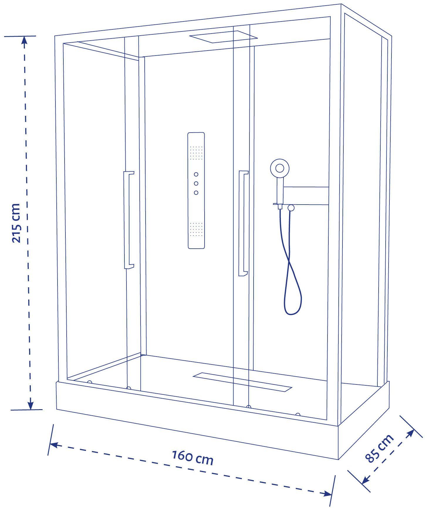 Marwell Complete douche White XXL inclusief kranen, 160 cm x 85 cm