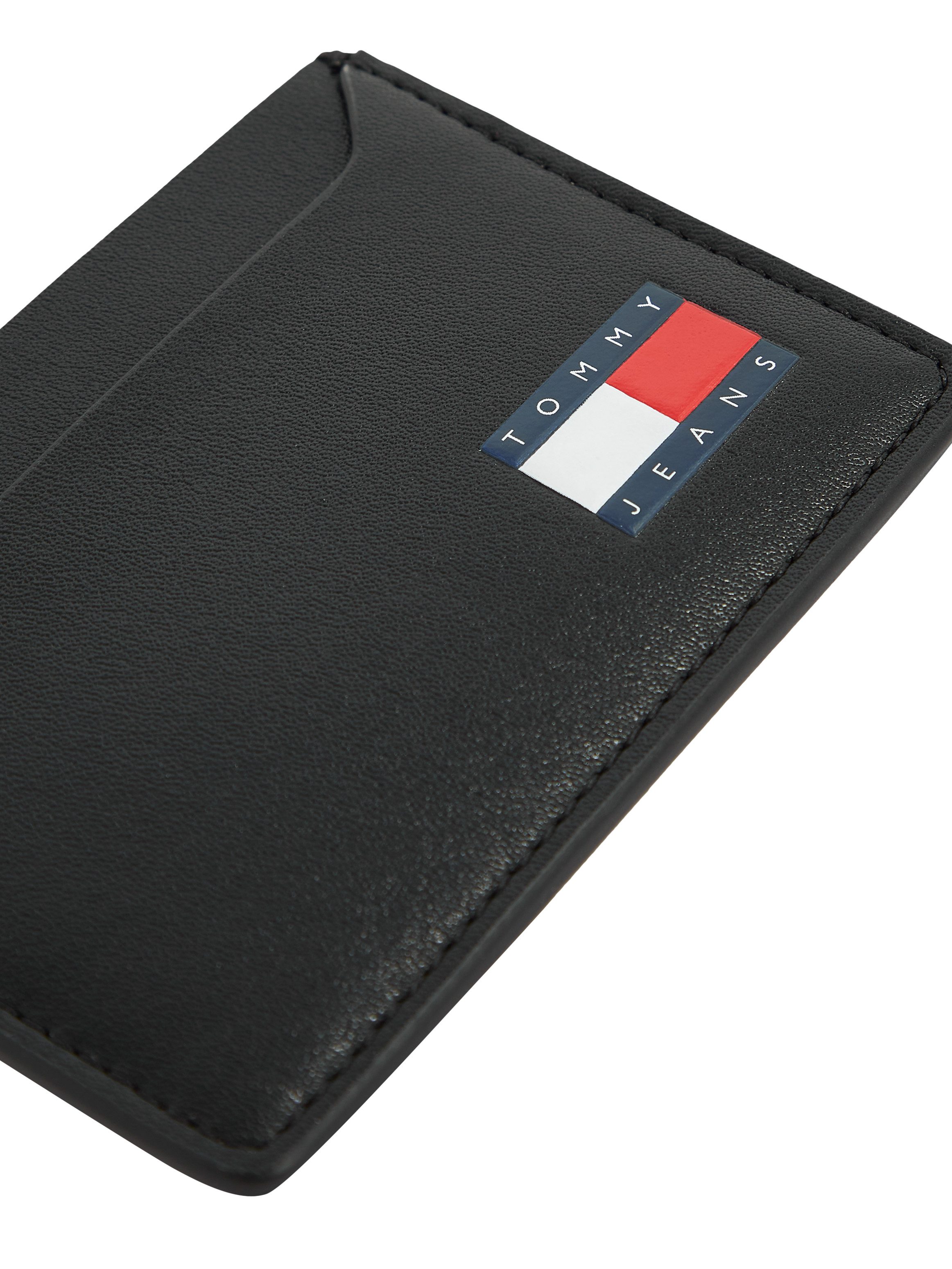 TOMMY JEANS Pasjeshouder TJM HERITAGE LEATHER CC HOLDER heren mini portemonnee portefeuille kaartenhouder met logovlag