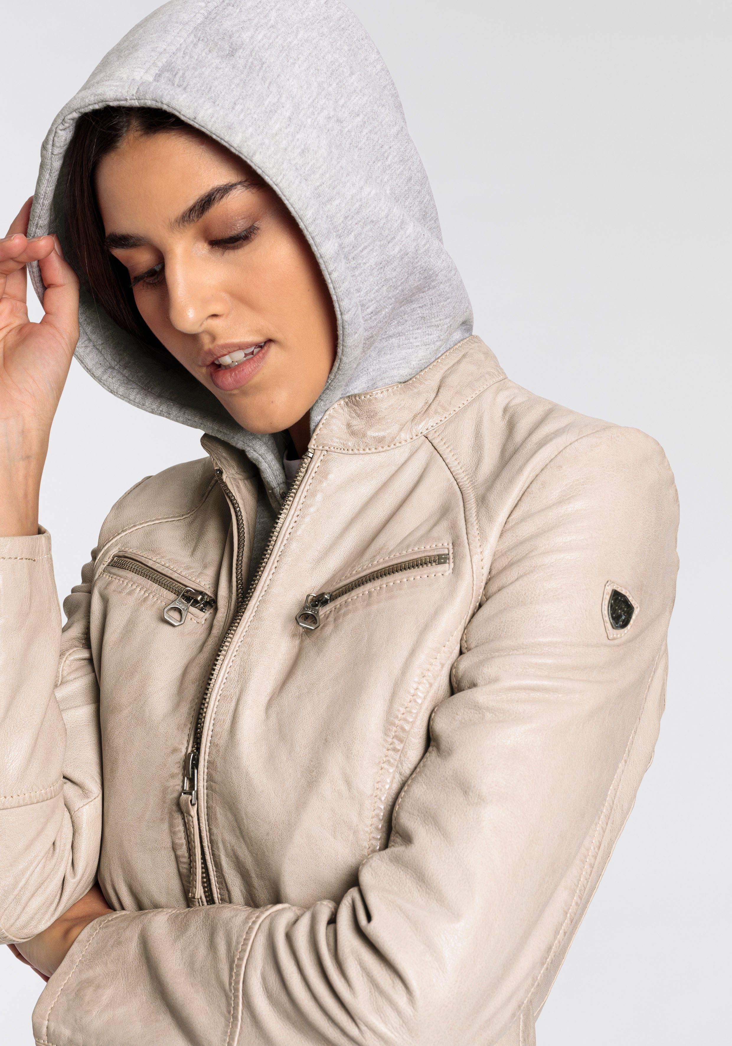 OTTO Mauritius Leren jack NOLA Two-in-one stijl met een afneembare jerseycapuchon