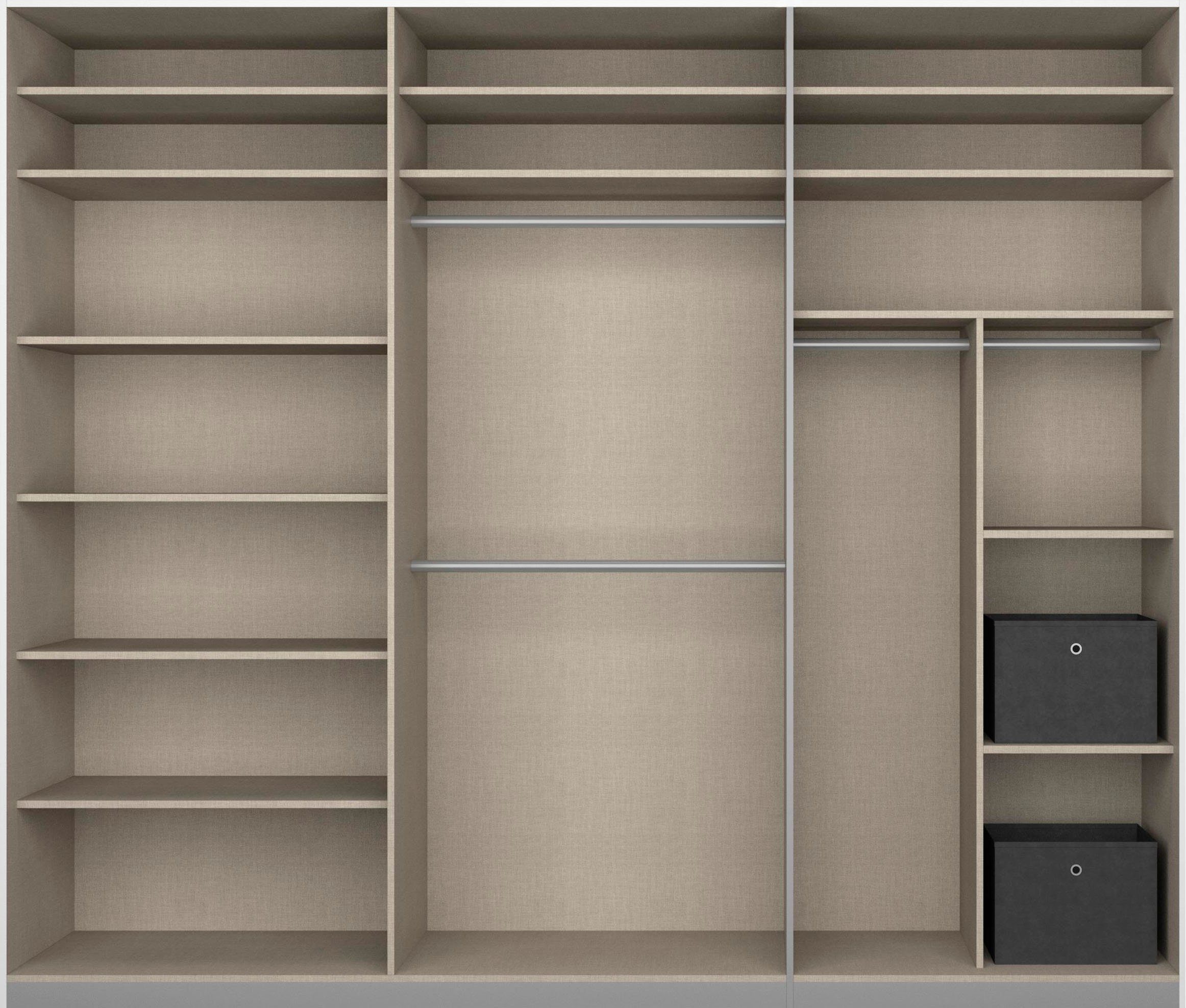 rauch Schuifdeurkast Kledingkast kast garderobe CORTONA met passe-partout en optionele verlichting inclusief indeling 2 boxen en planken