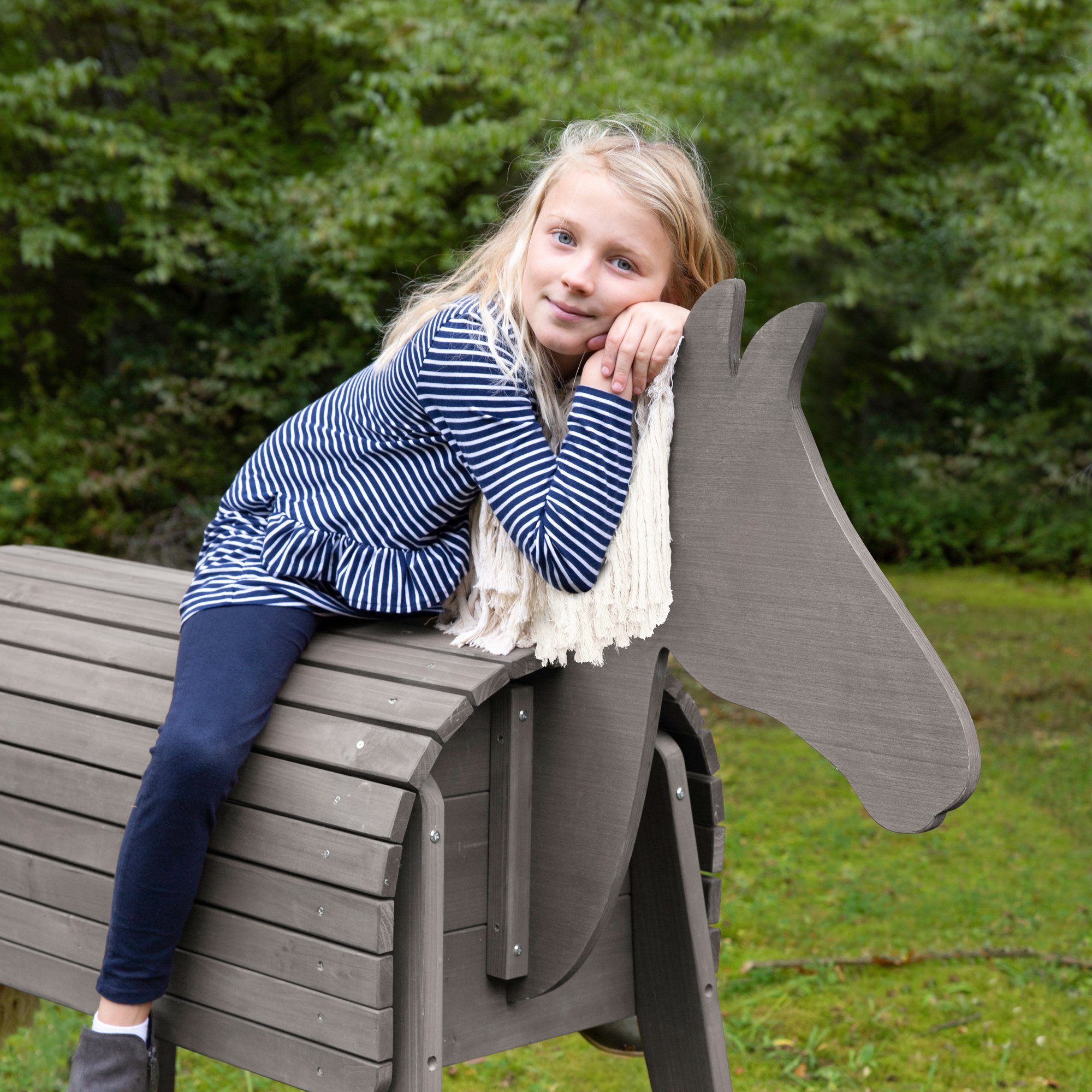 Roba® Houten paard Speelpaard Tuinpaard, HxBxD: 123 x 65 x 153 cm, zithoogte: 89 cm