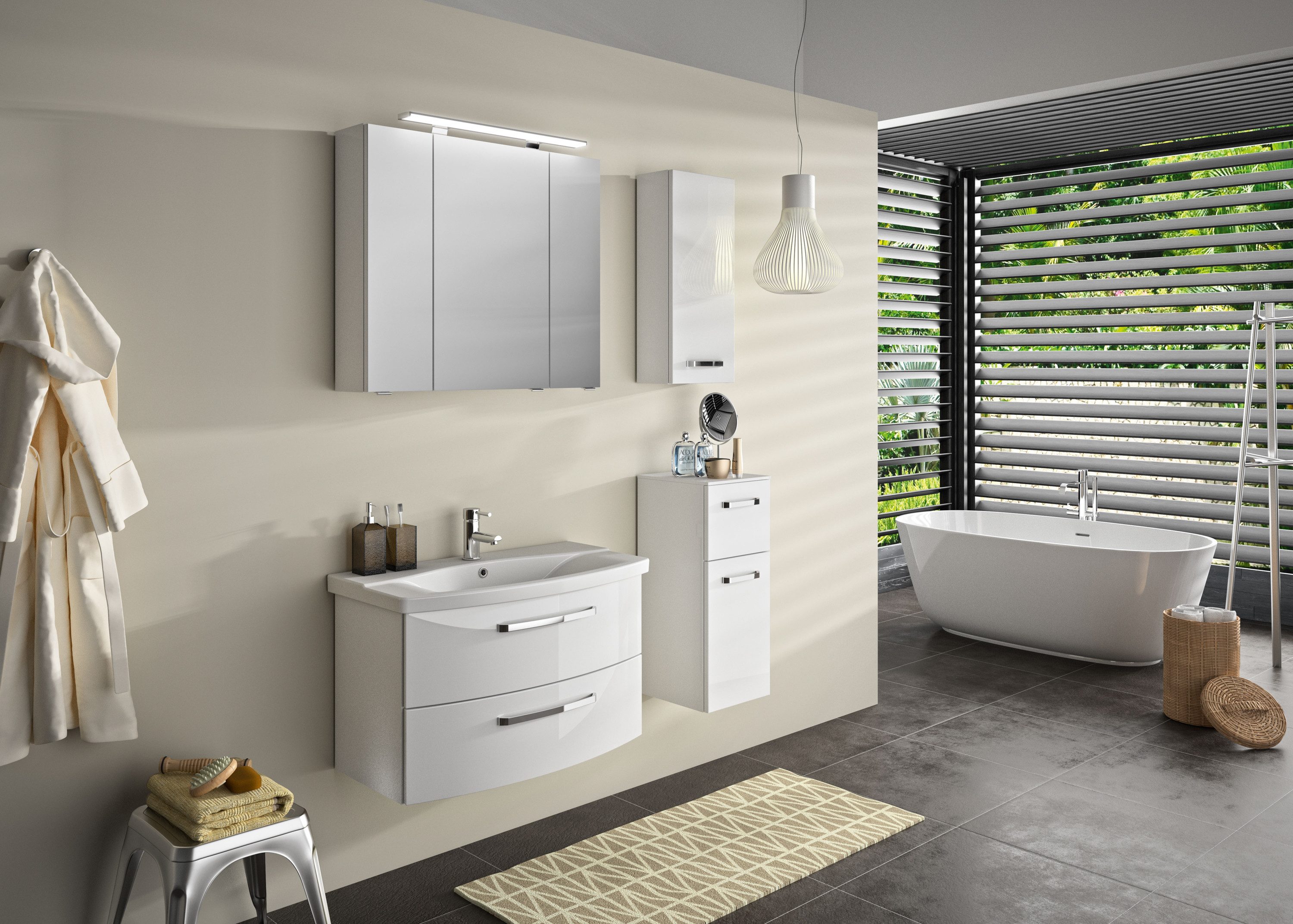 Saphir Wastafelonderkast Serie 4010 keramische wastafel met onderkast, 84 cm breed