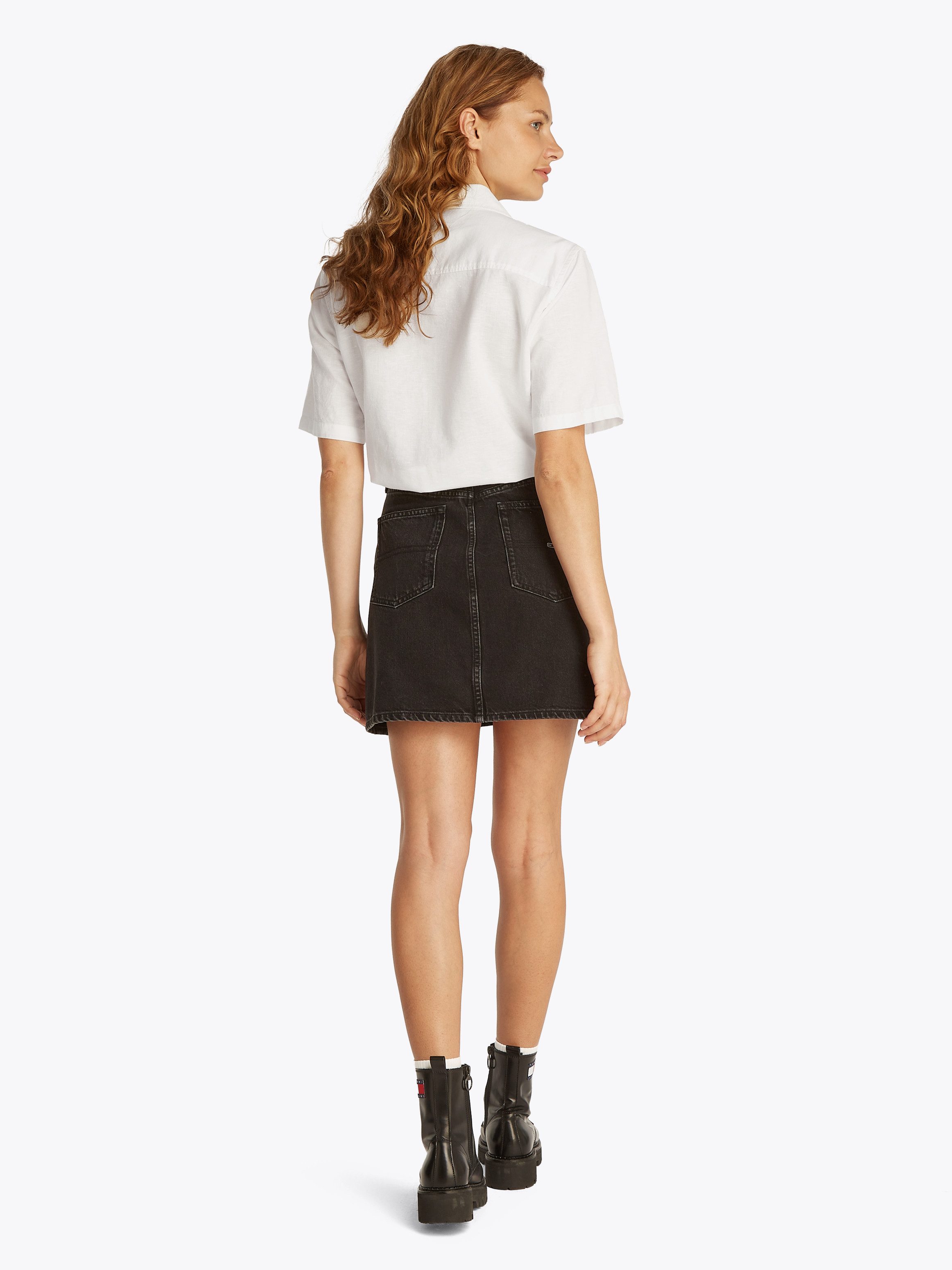 TOMMY JEANS T-shirt TJW CRP LINEN SS SHIRT met borstzak, logo-borduursel
