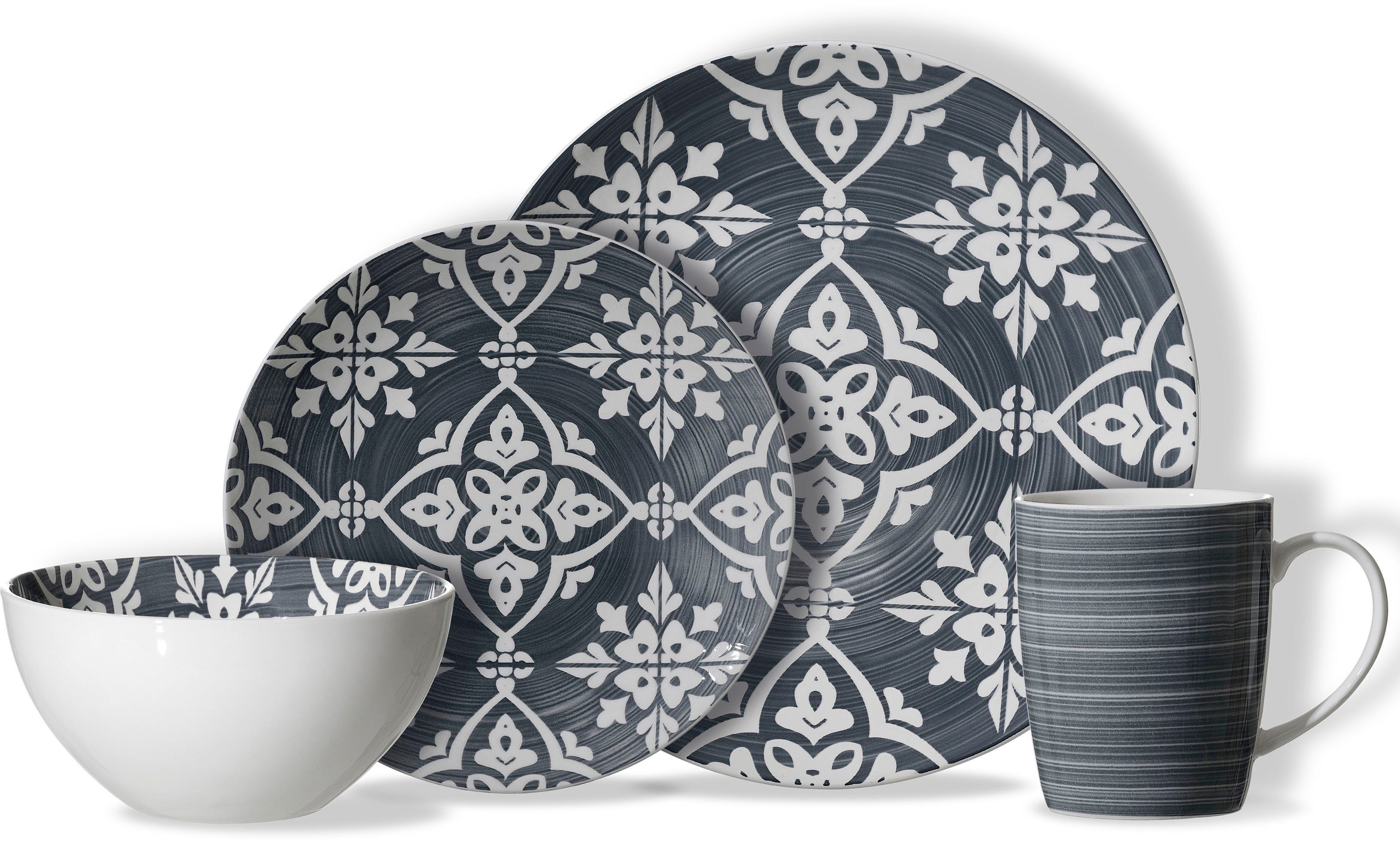 Ritzenhoff & Breker Combi-servies Salina Servies, ornamentdecor (set, 16-delig) serviezen grijs