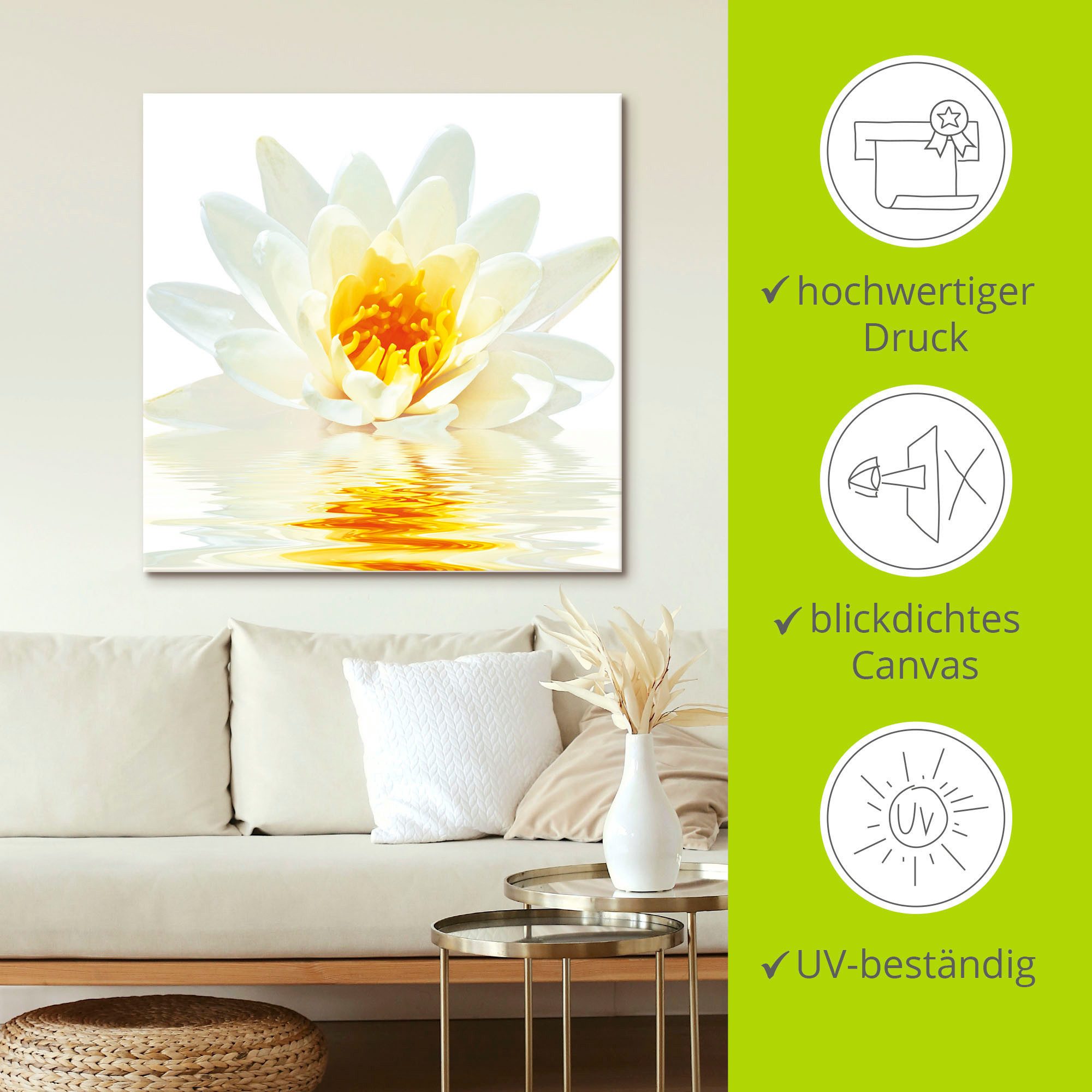 Artland Artprint Lotusbloem drijft op het water als artprint op linnen in verschillende maten